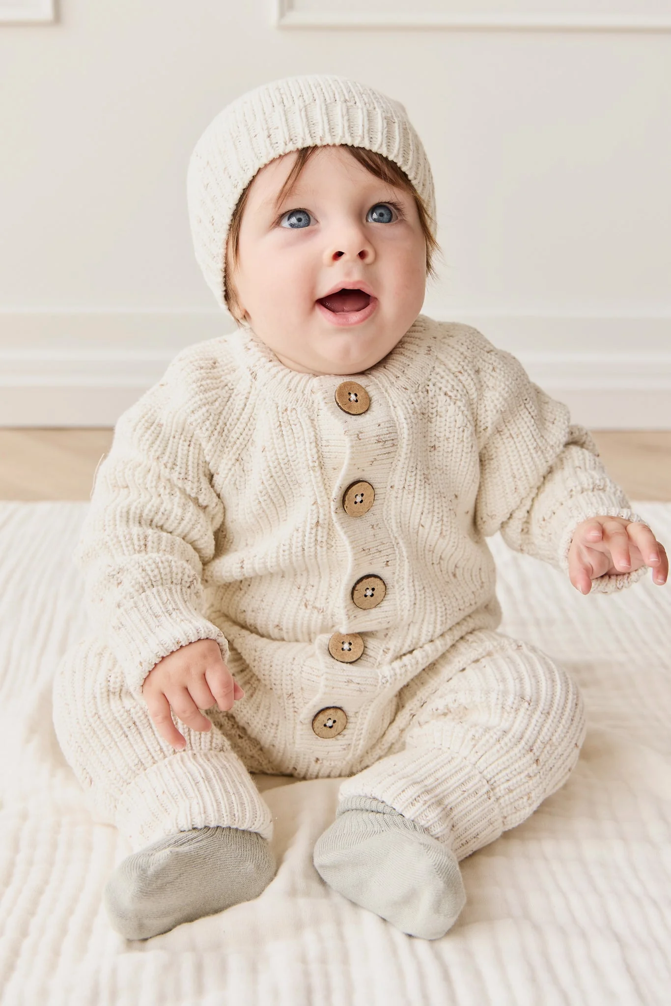 Alfie Knitted Onepiece - Oatmeal Hay Fleck - Image 3