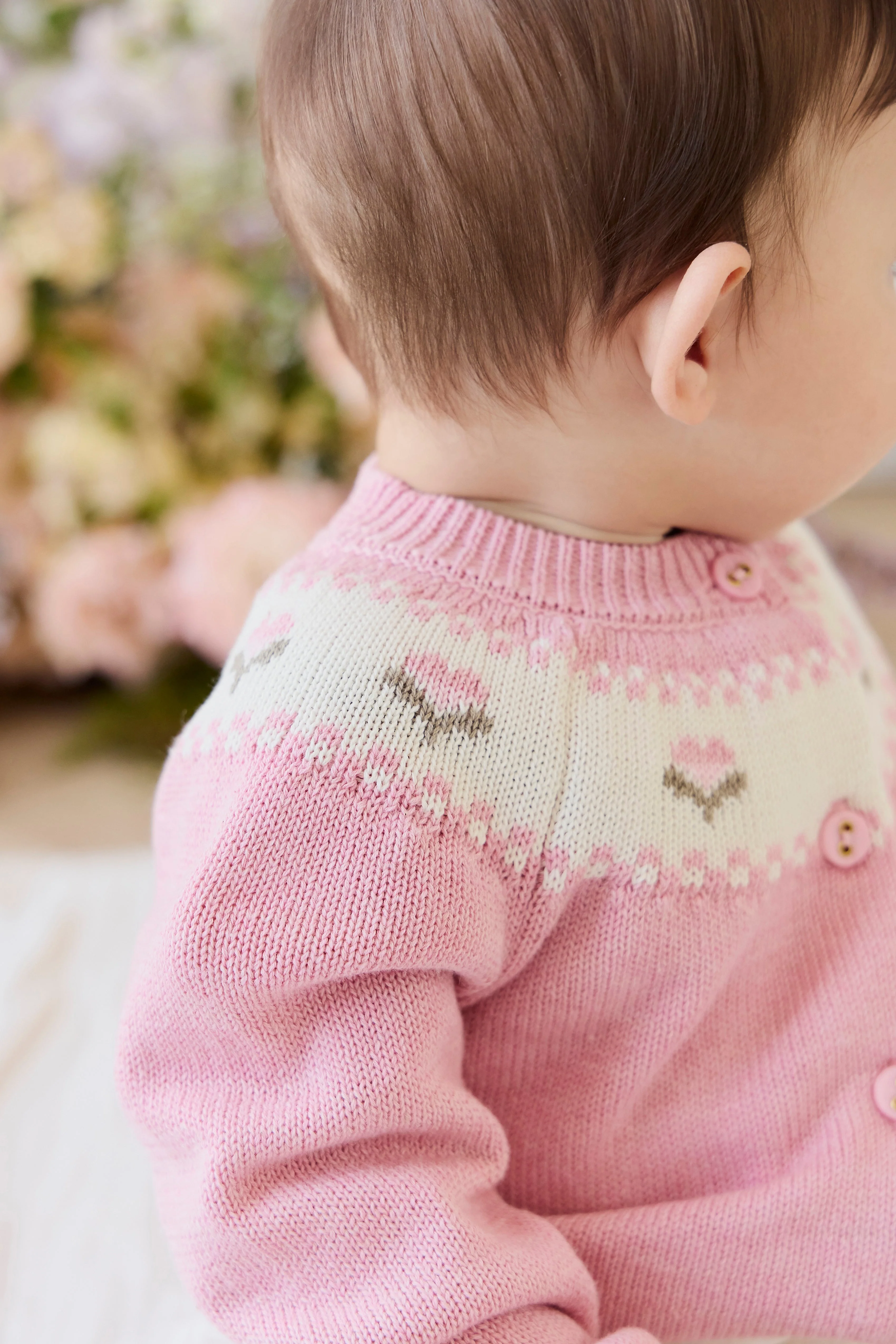 Annette Cardigan - Annette Jacquard - Pink Flutter Marle - Image 3