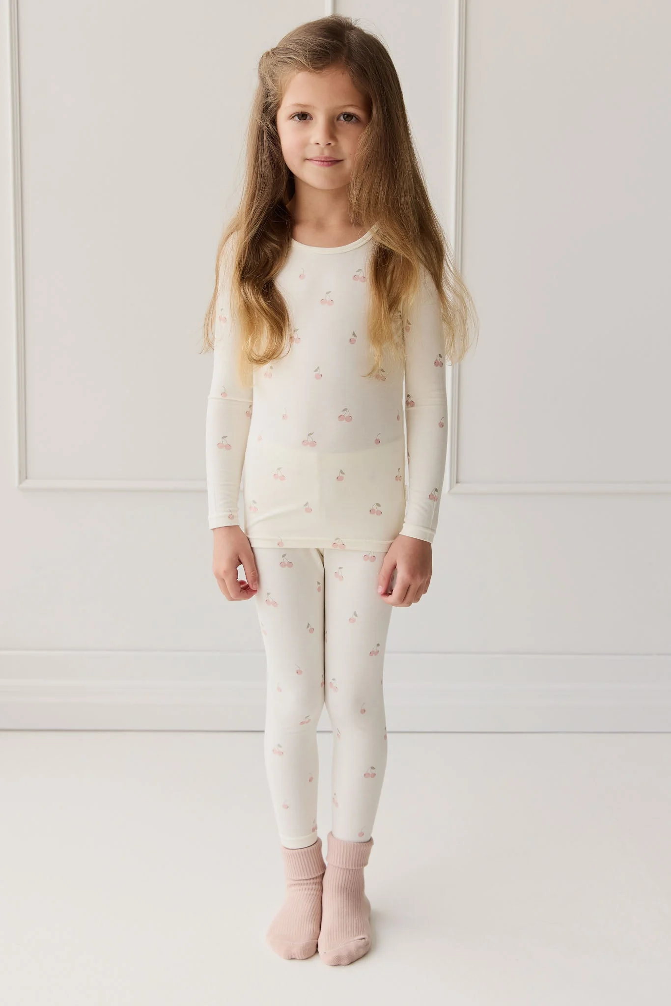 Bamboo Ari Long Sleeve Pyjama Set - Cherry Love Parchment - Image 4