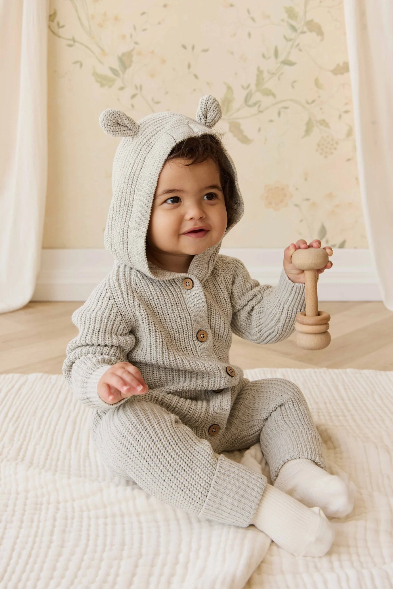 Bear Knit Onepiece - Light Grey Marle - Image 4
