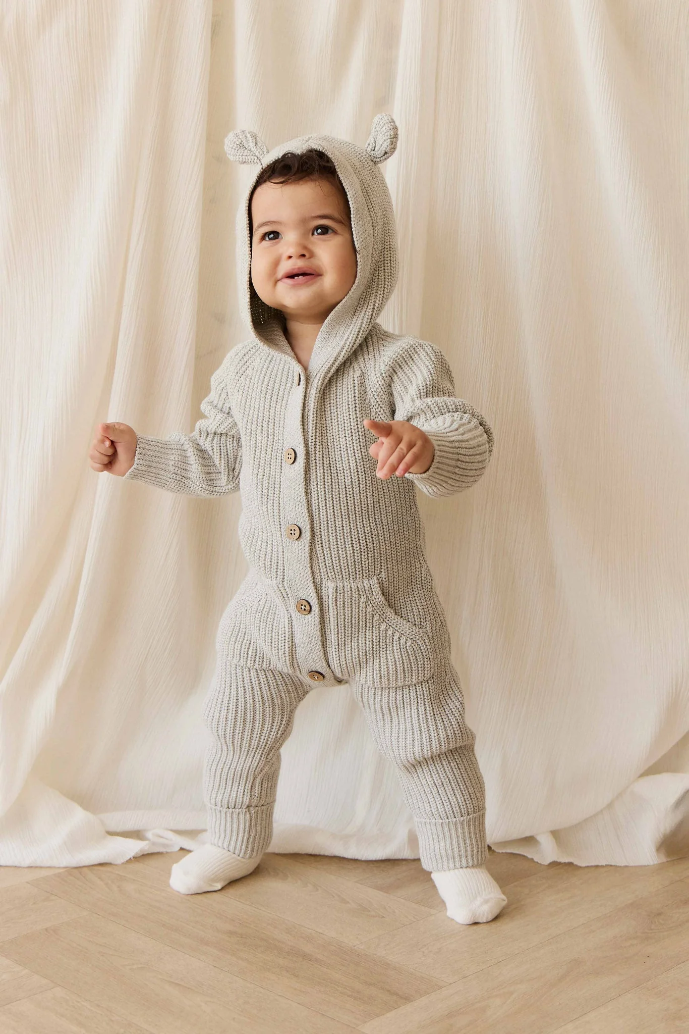 Bear Knit Onepiece - Light Grey Marle - Image 5