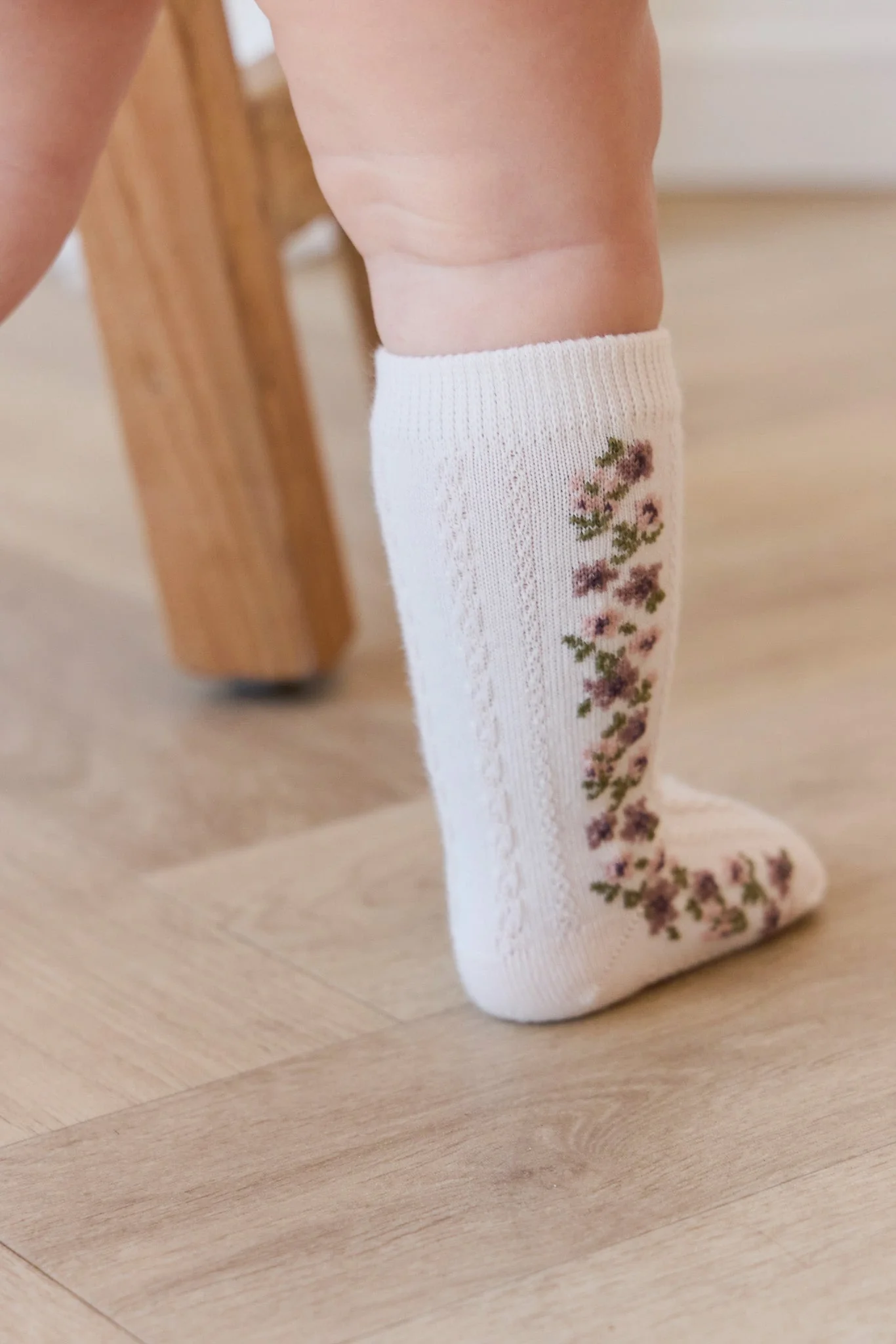 Cassie Knee High Sock - Cassie Floral Jacquard - Bridal Blush - Image 2