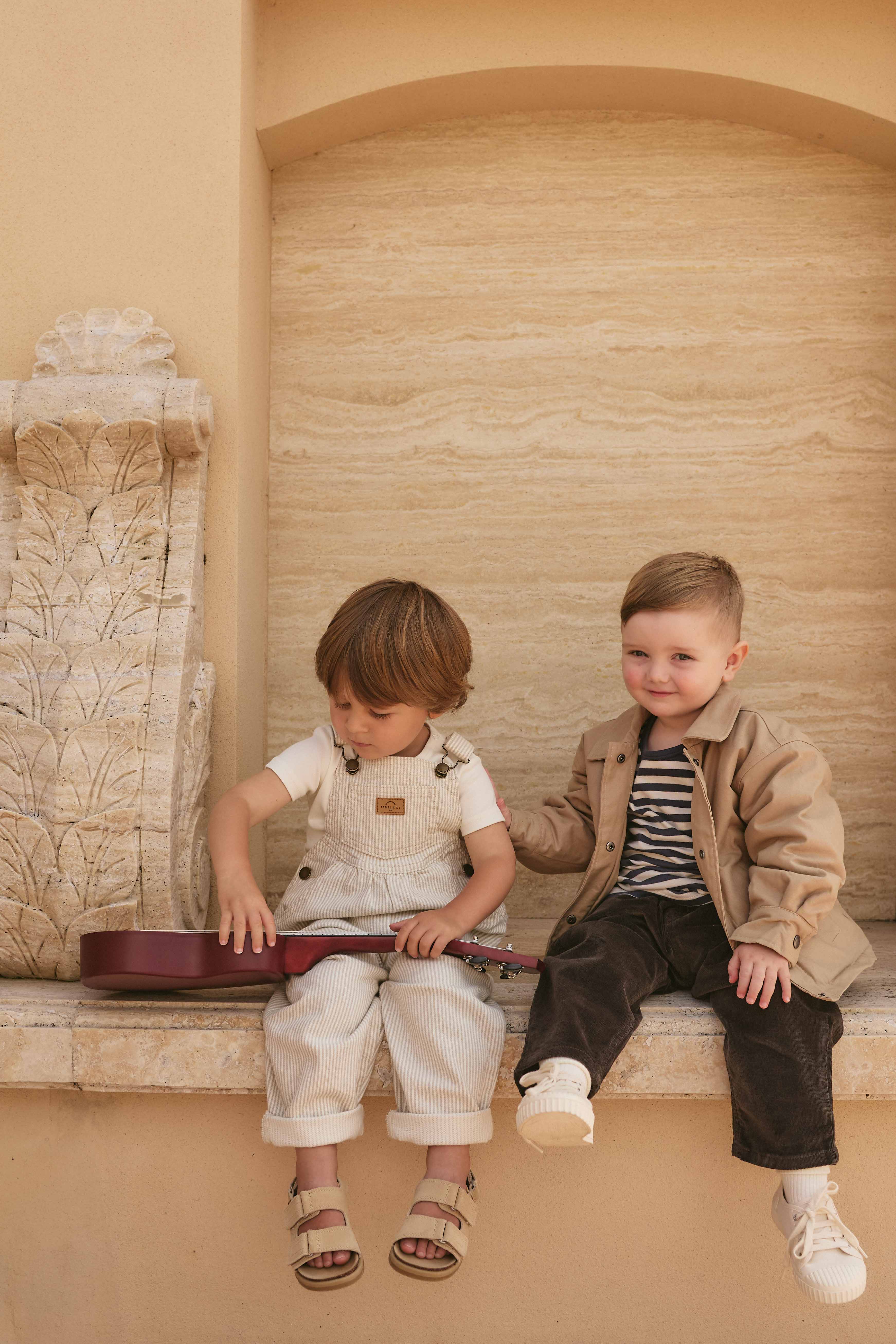 Cecil Overall - Fine Vertical Stripe Sandy Brown/Cloud - Image 3