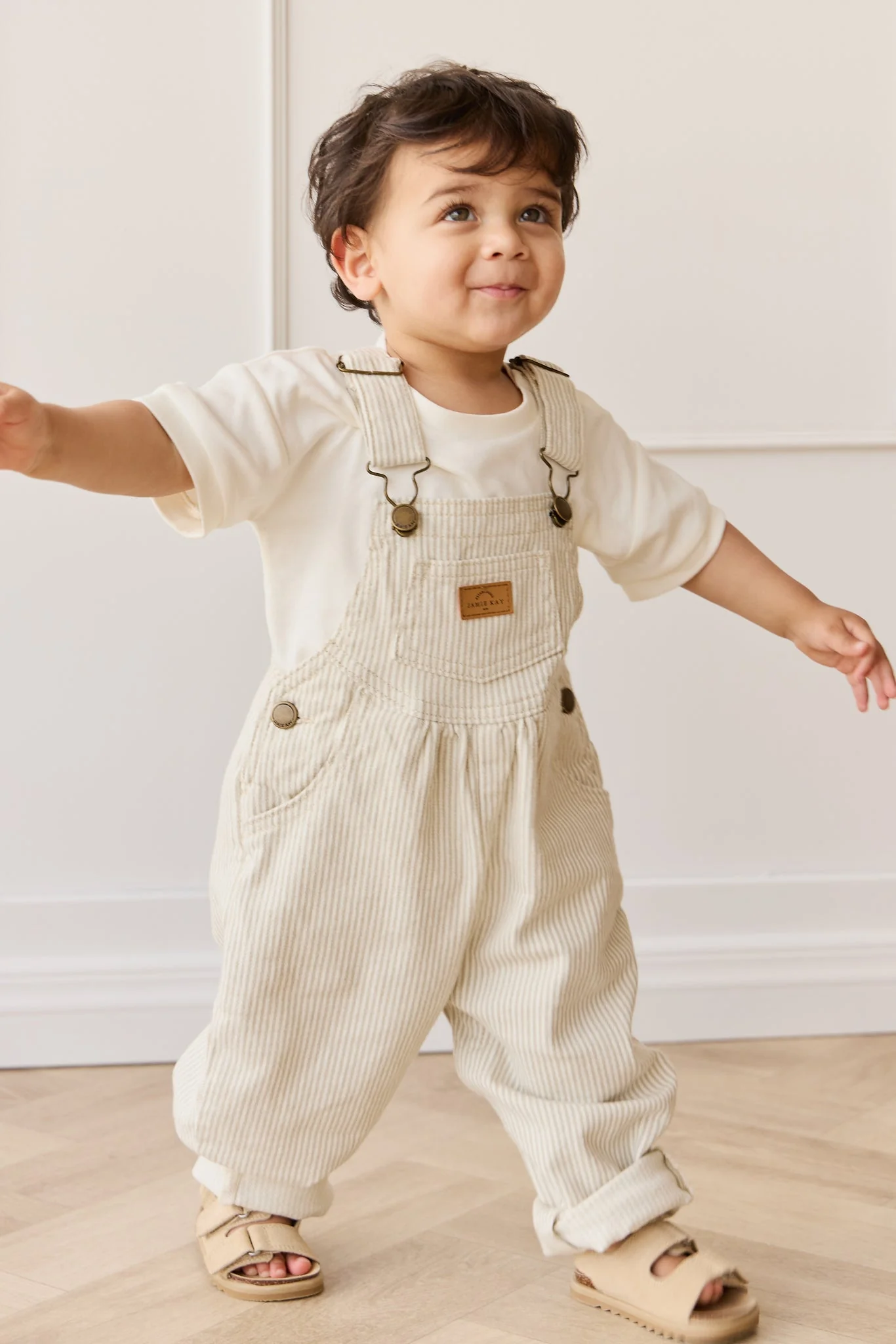 Cecil Overall - Fine Vertical Stripe Sandy Brown/Cloud - Image 5