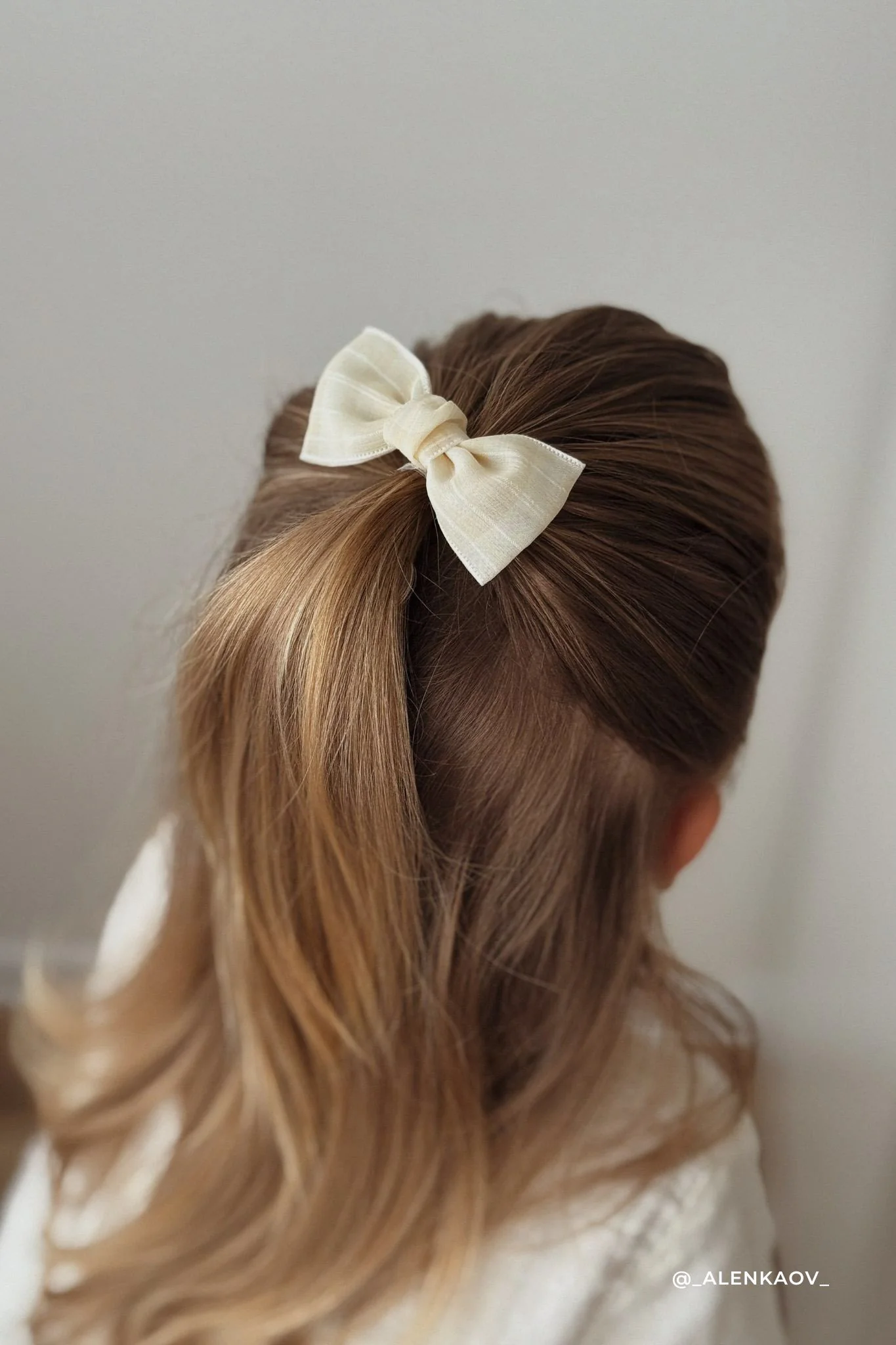 Chloe Gingham Bow - Winter White - Image 2