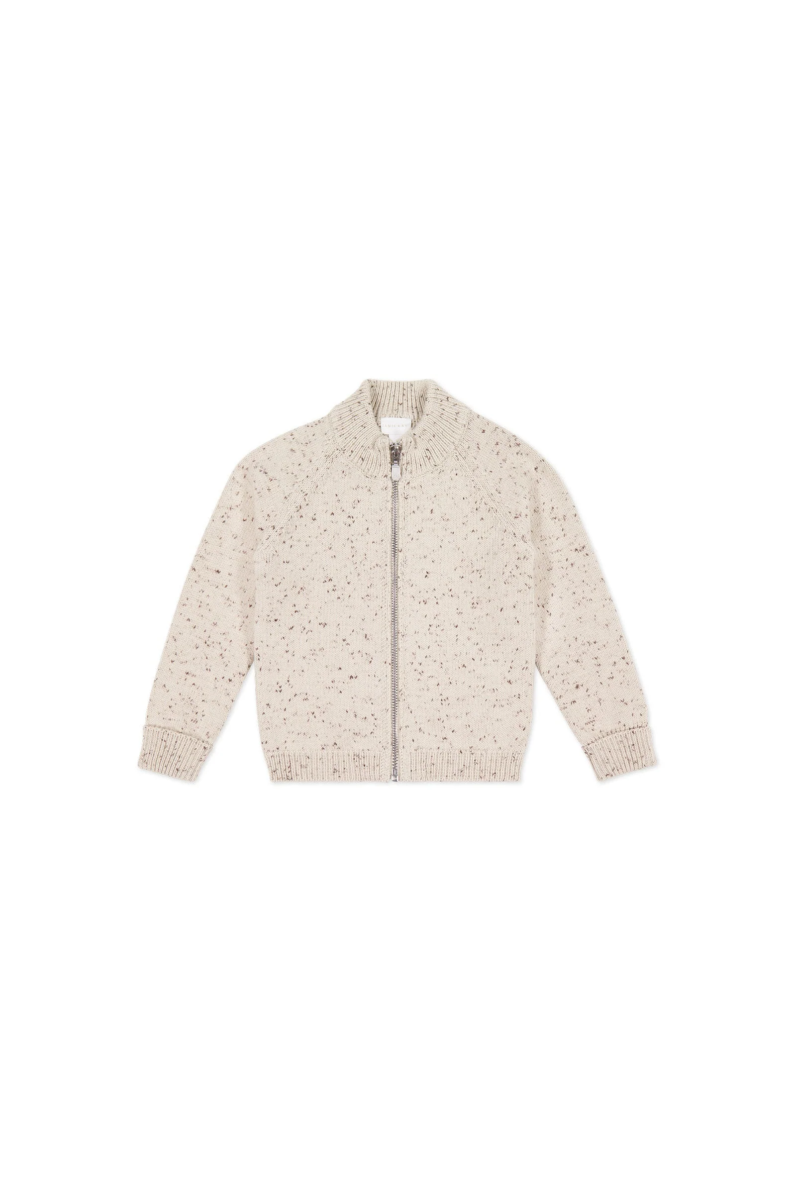 Dean Knit Zip Jacket - Oatmeal Shitake Dot - Image 2
