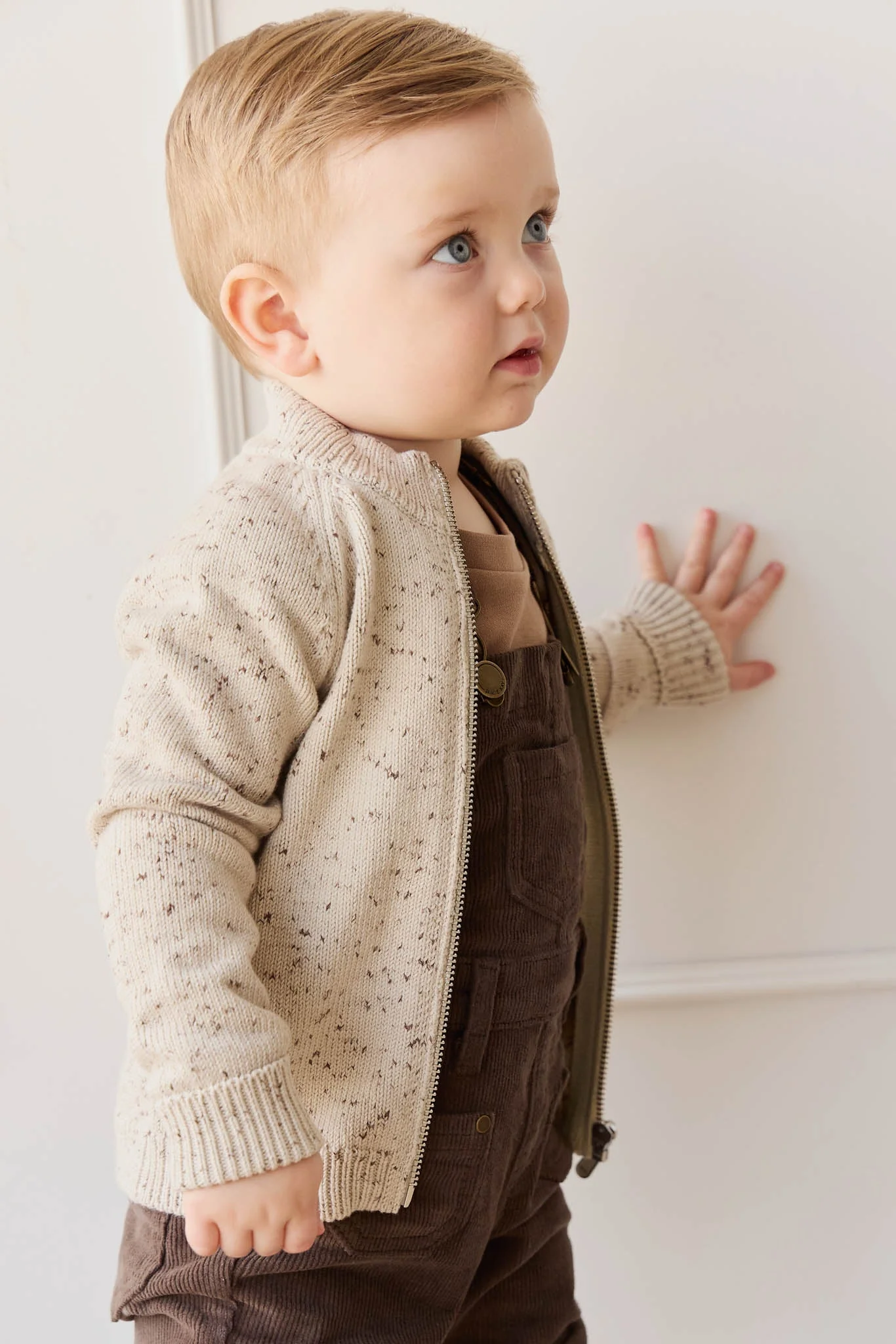 Dean Knit Zip Jacket - Oatmeal Shitake Dot - Image 4