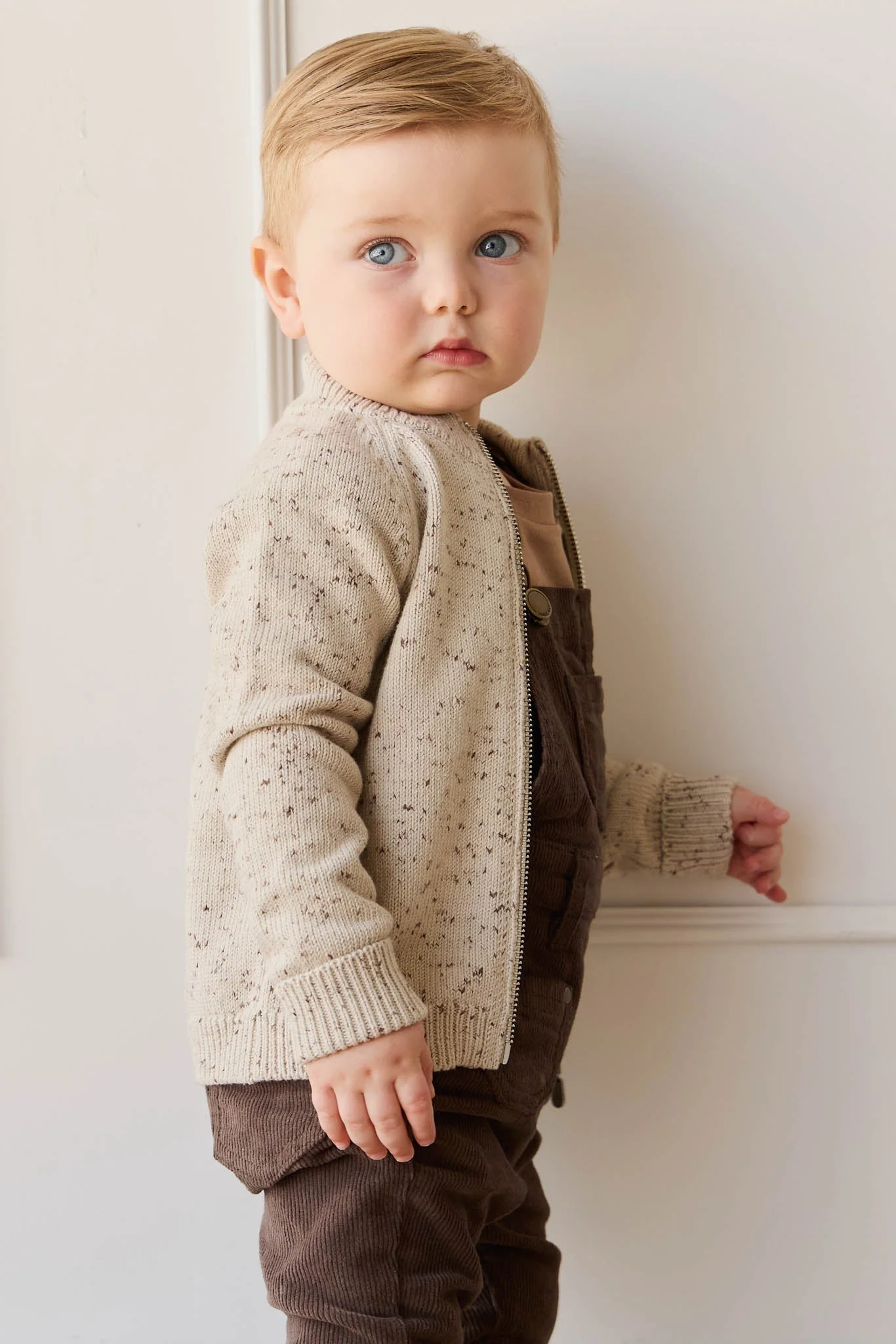 Dean Knit Zip Jacket - Oatmeal Shitake Dot - Image 6
