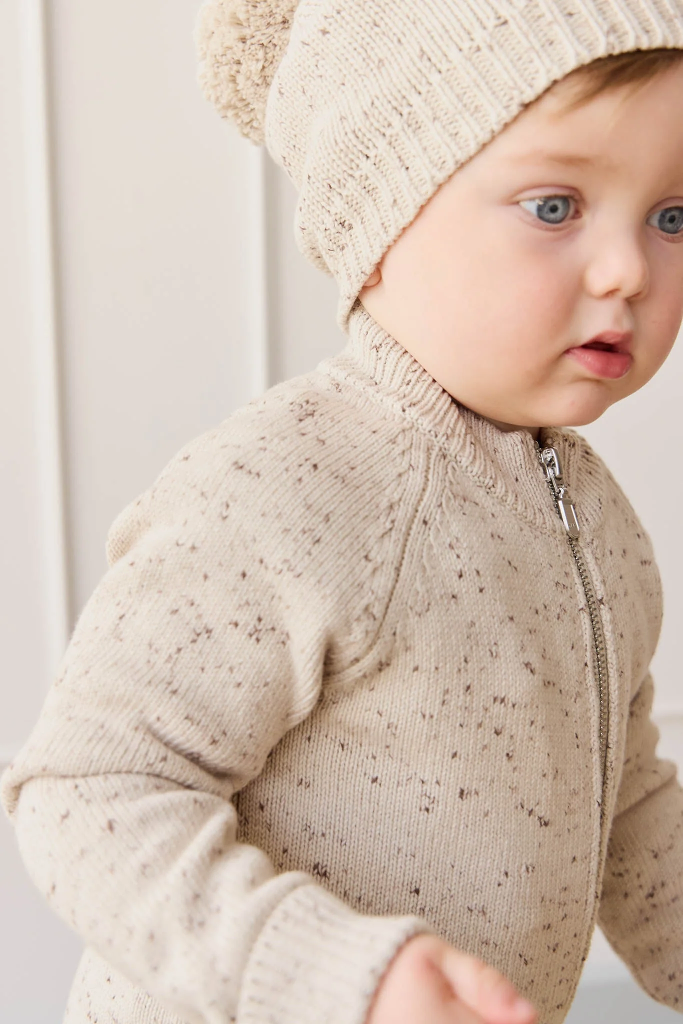 Dean Knit Zip Jacket - Oatmeal Shitake Dot - Image 7