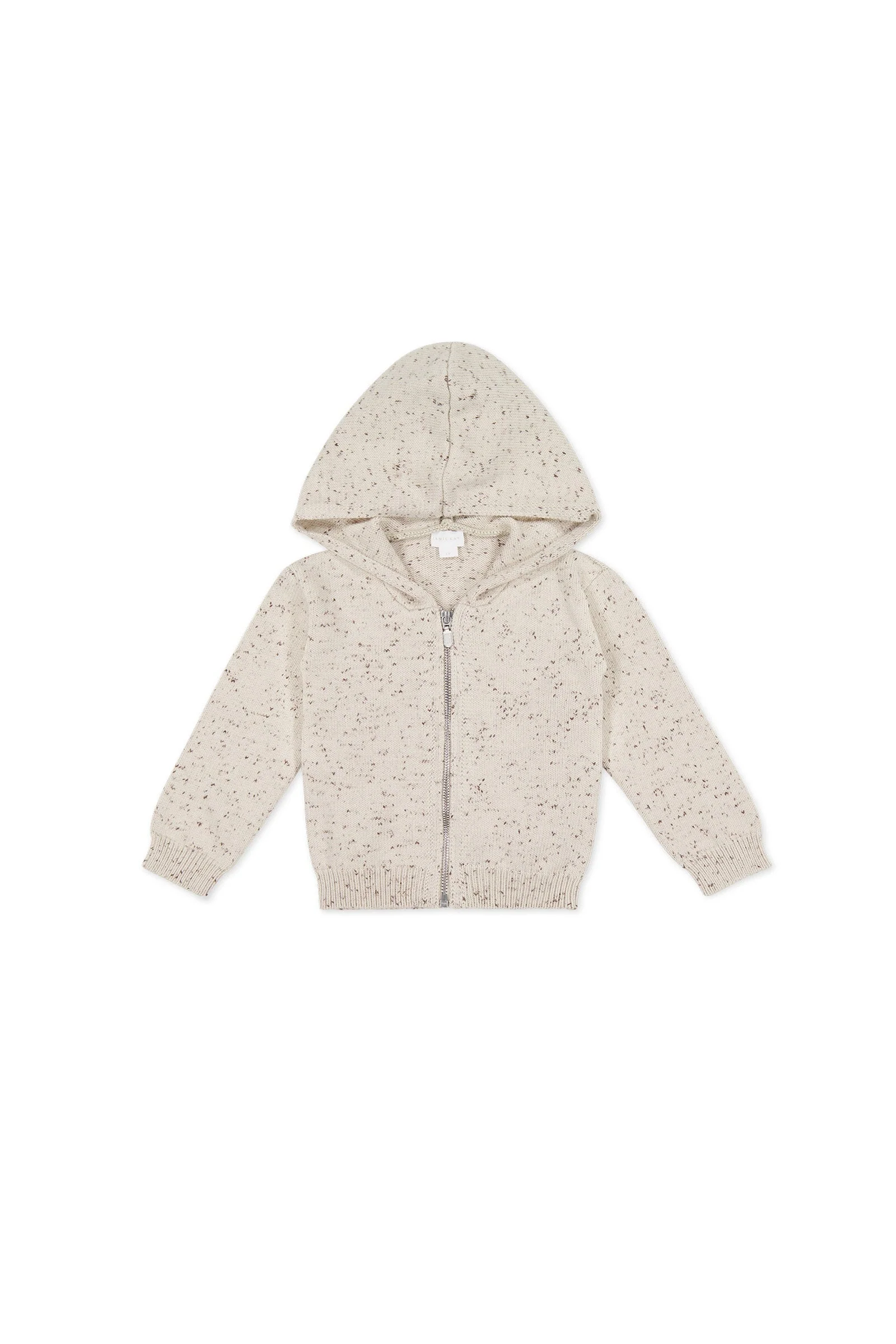 Dillon Knit Zip Hoodie - Oatmeal Shitake Dot - Image 2