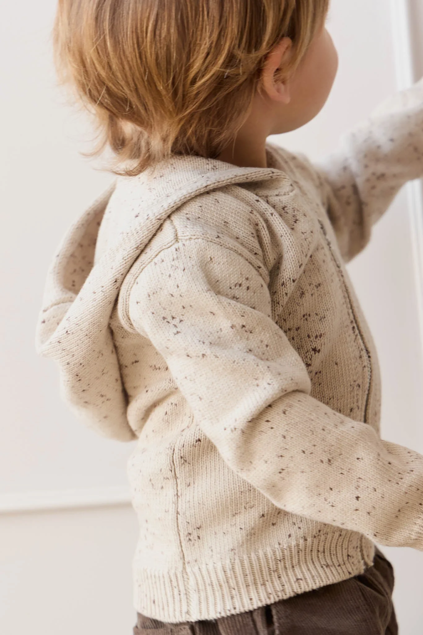 Dillon Knit Zip Hoodie - Oatmeal Shitake Dot - Image 3
