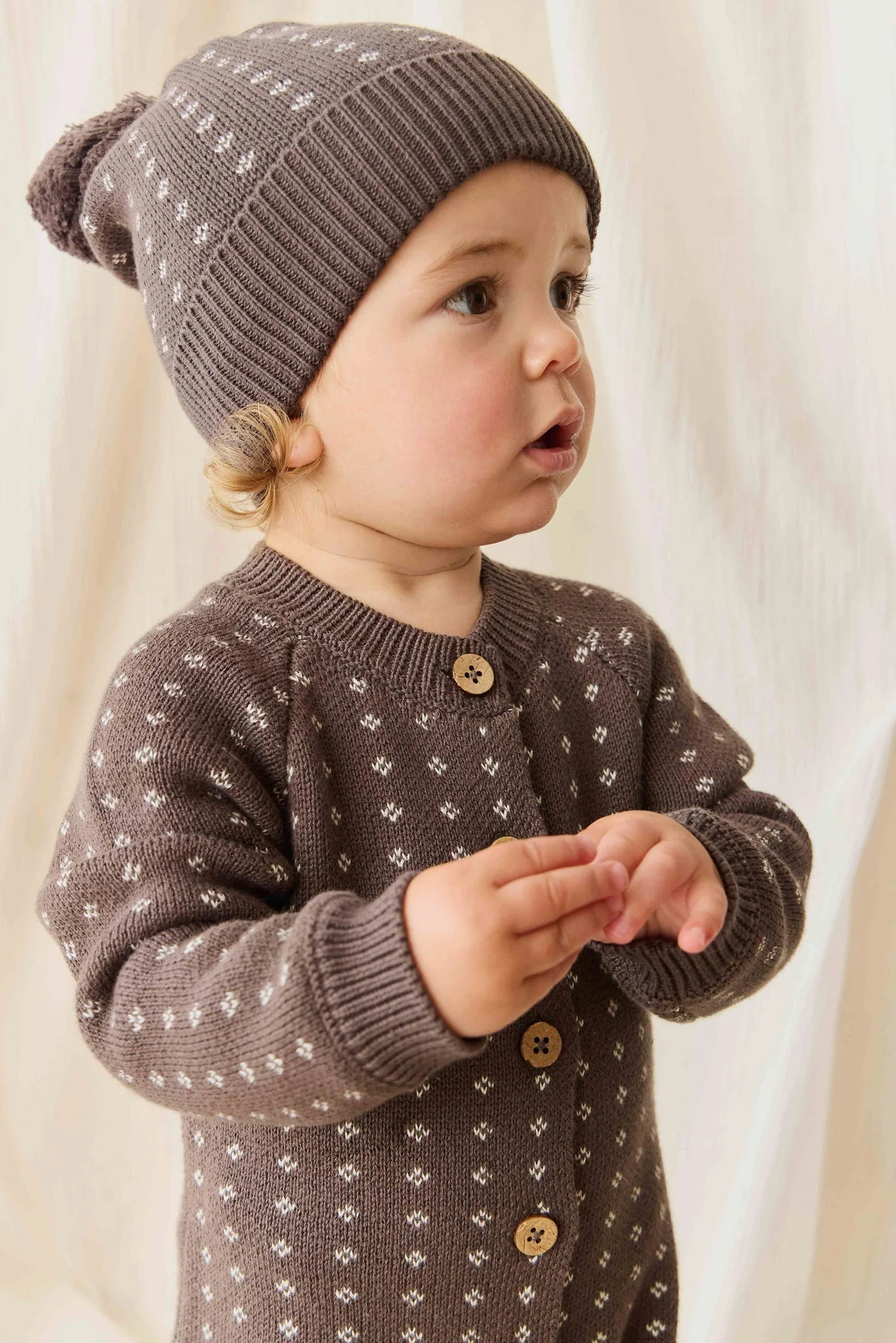 Dorian Beanie - Knitted Diamonds Coffee - Image 3