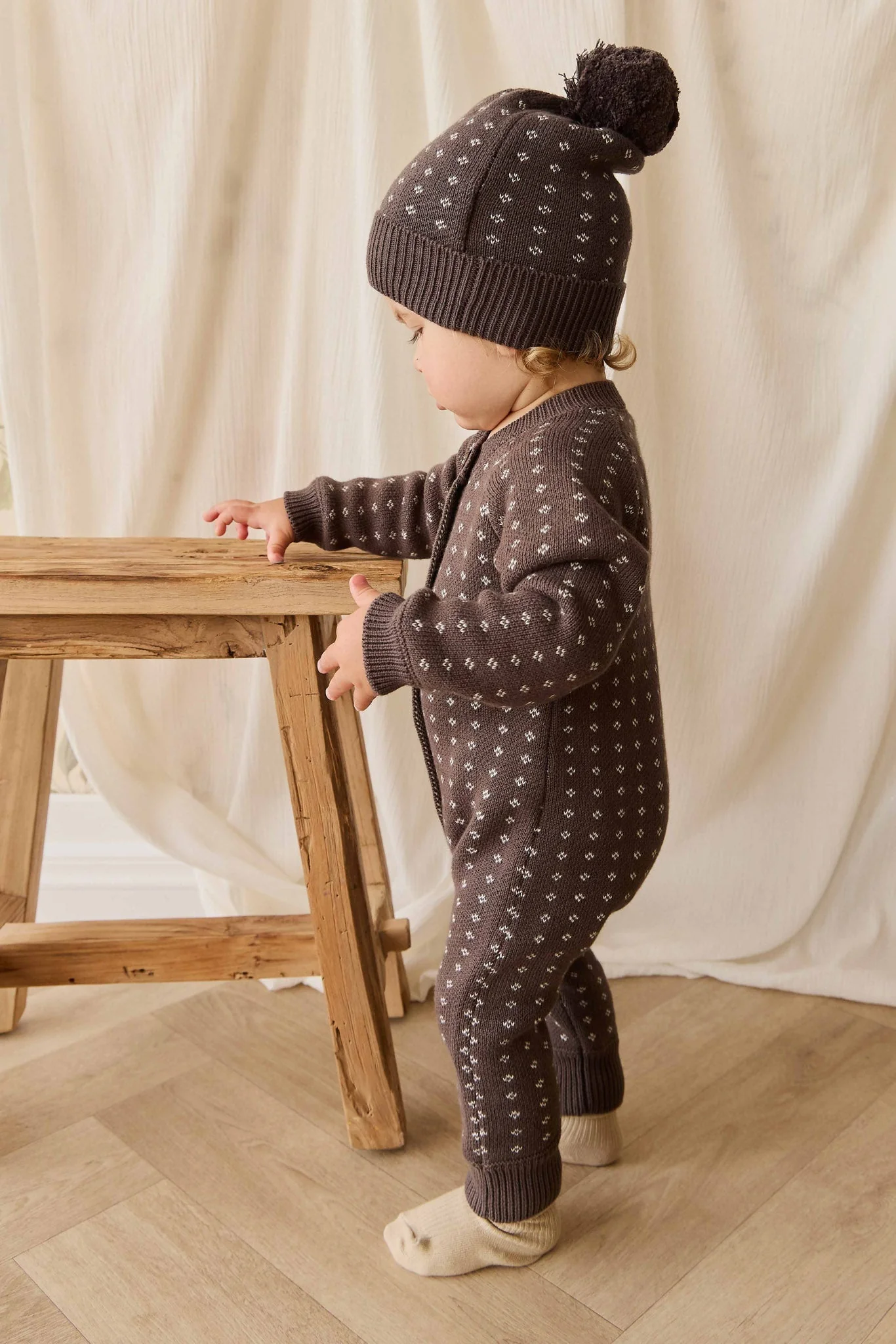 Dorian Beanie - Knitted Diamonds Coffee - Image 4
