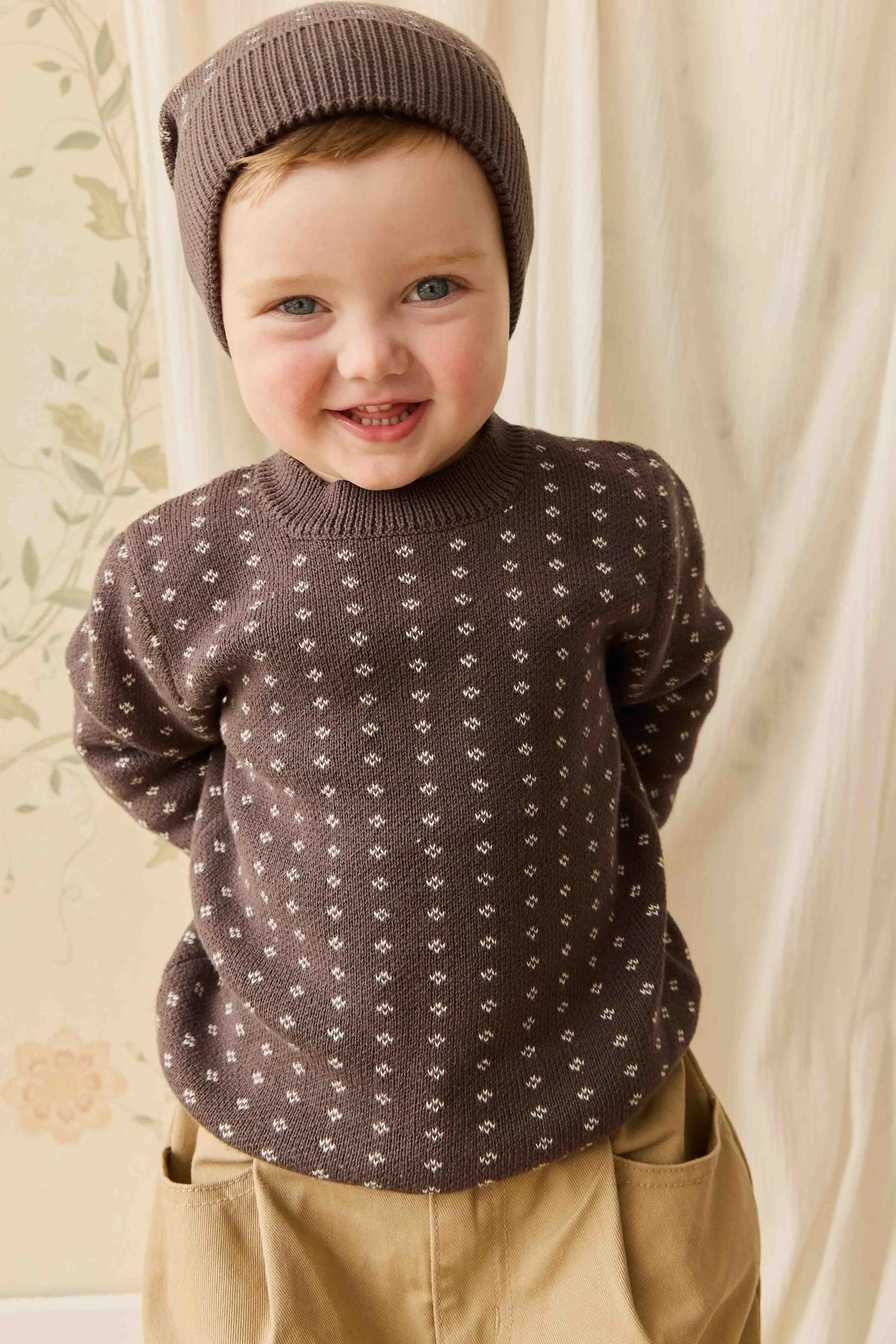Dorian Jumper - Knitted Diamonds Coffee - Image 3