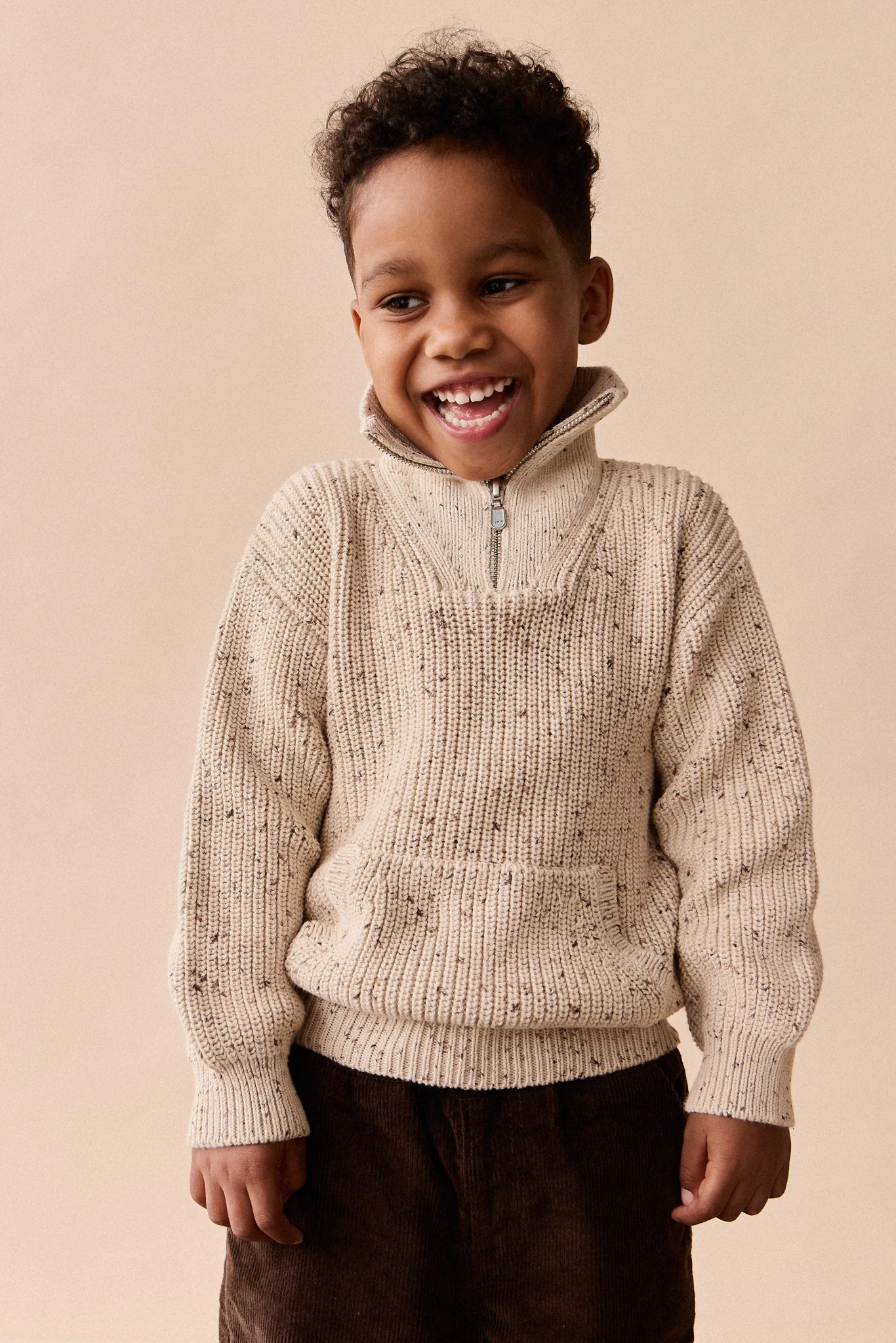 James Half Zip Jumper - Buff Fleck - Image 4
