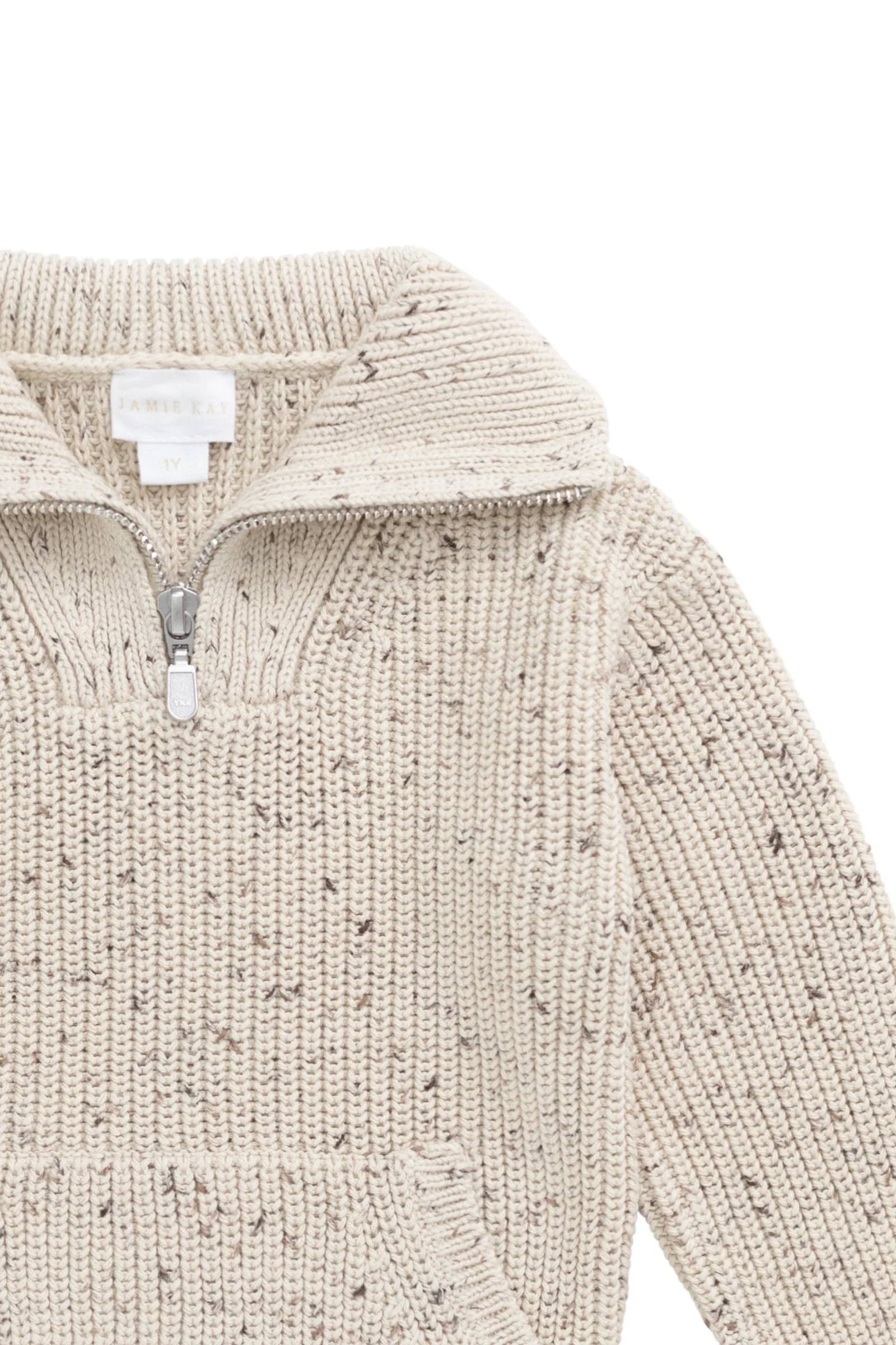 James Half Zip Jumper - Buff Fleck - Image 7