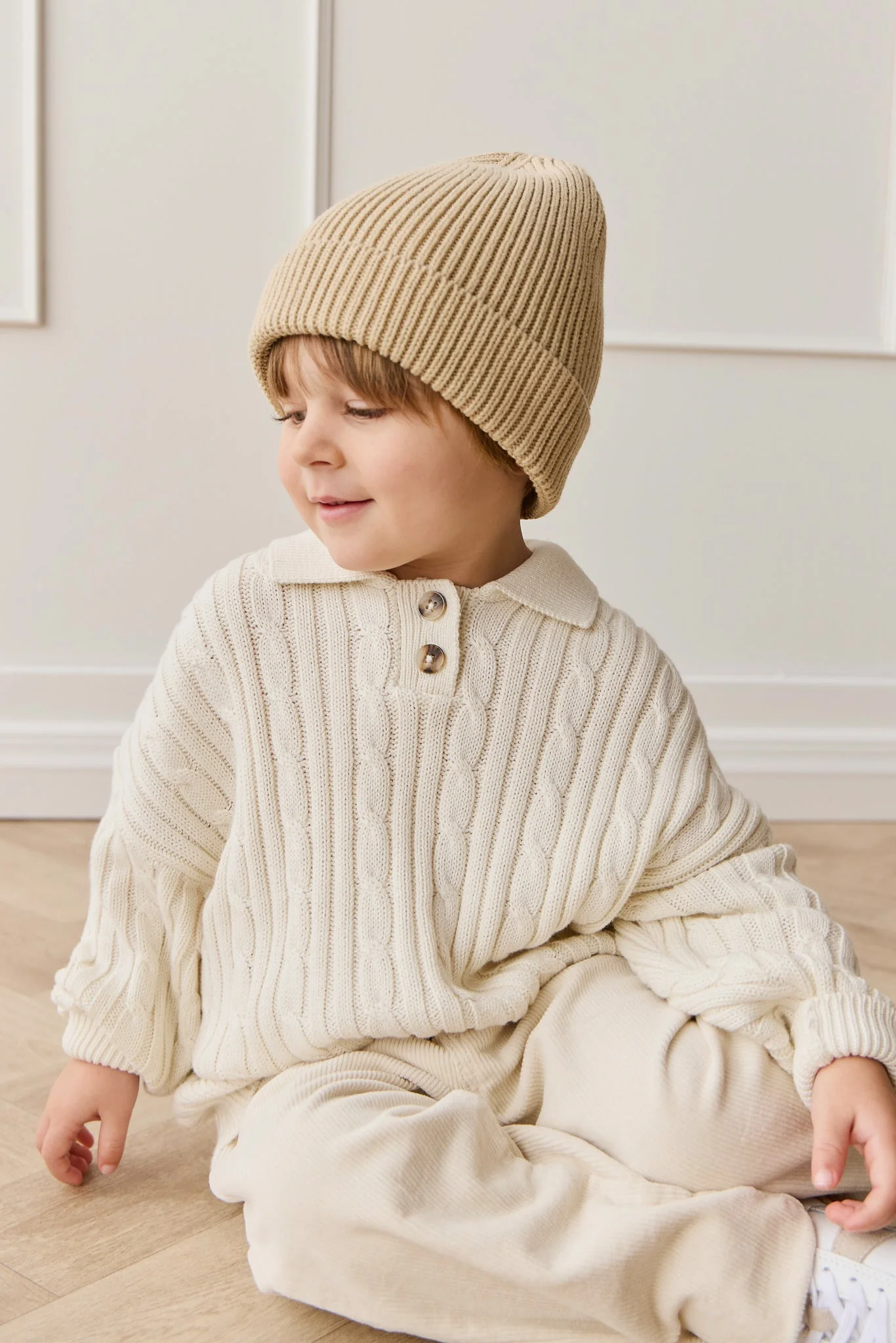 Leon Knitted Beanie - Hay - Image 4