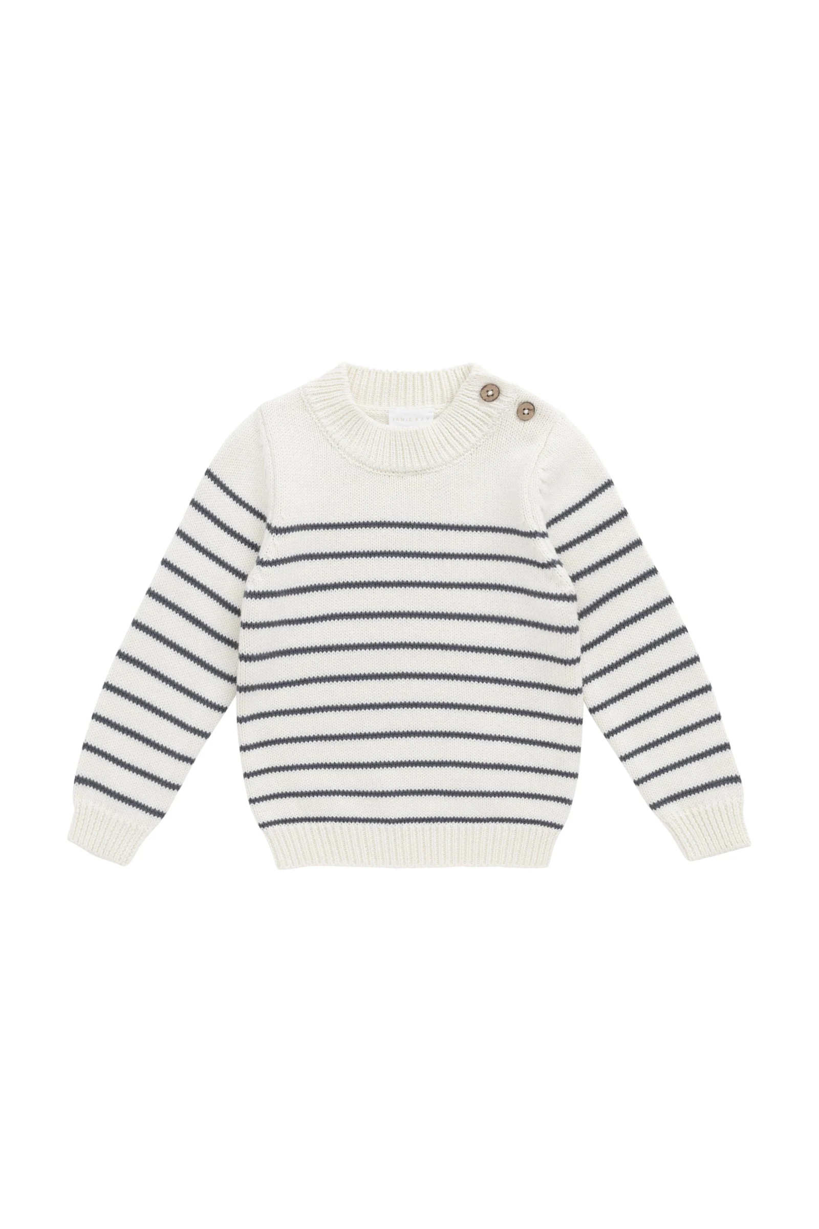 Malcolm Knitted Jumper - Malcolm Stripe Cloud/Atlantic - Image 2