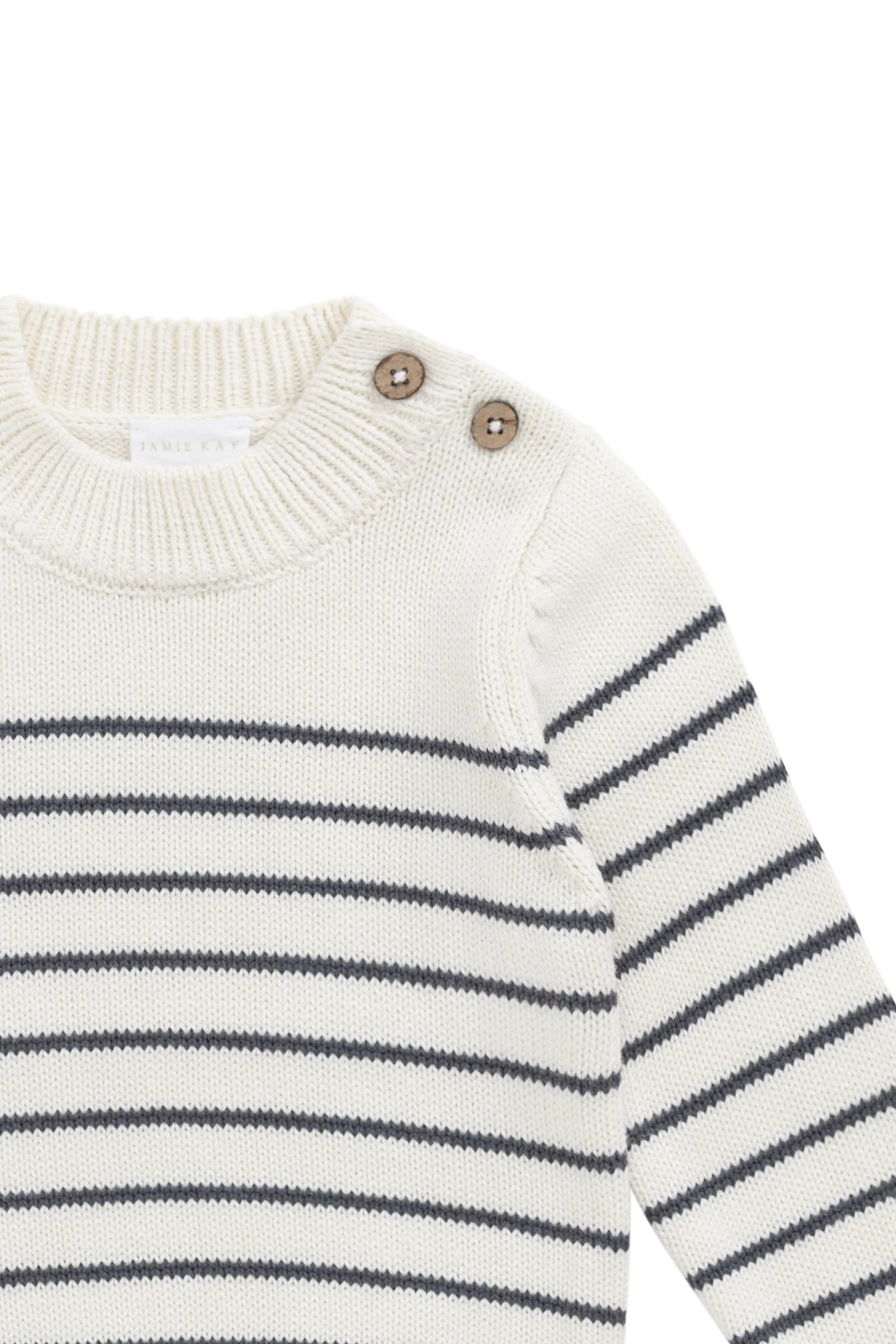 Malcolm Knitted Jumper - Malcolm Stripe Cloud/Atlantic - Image 6