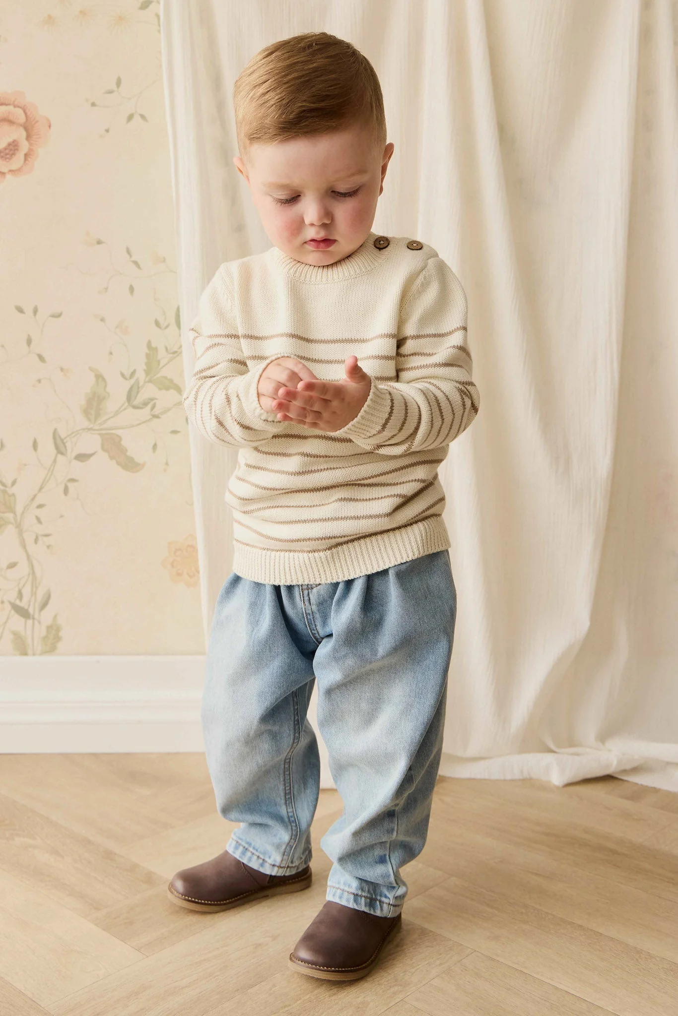Malcolm Knitted Jumper - Malcolm Stripe Cloud/Brioche - Image 3