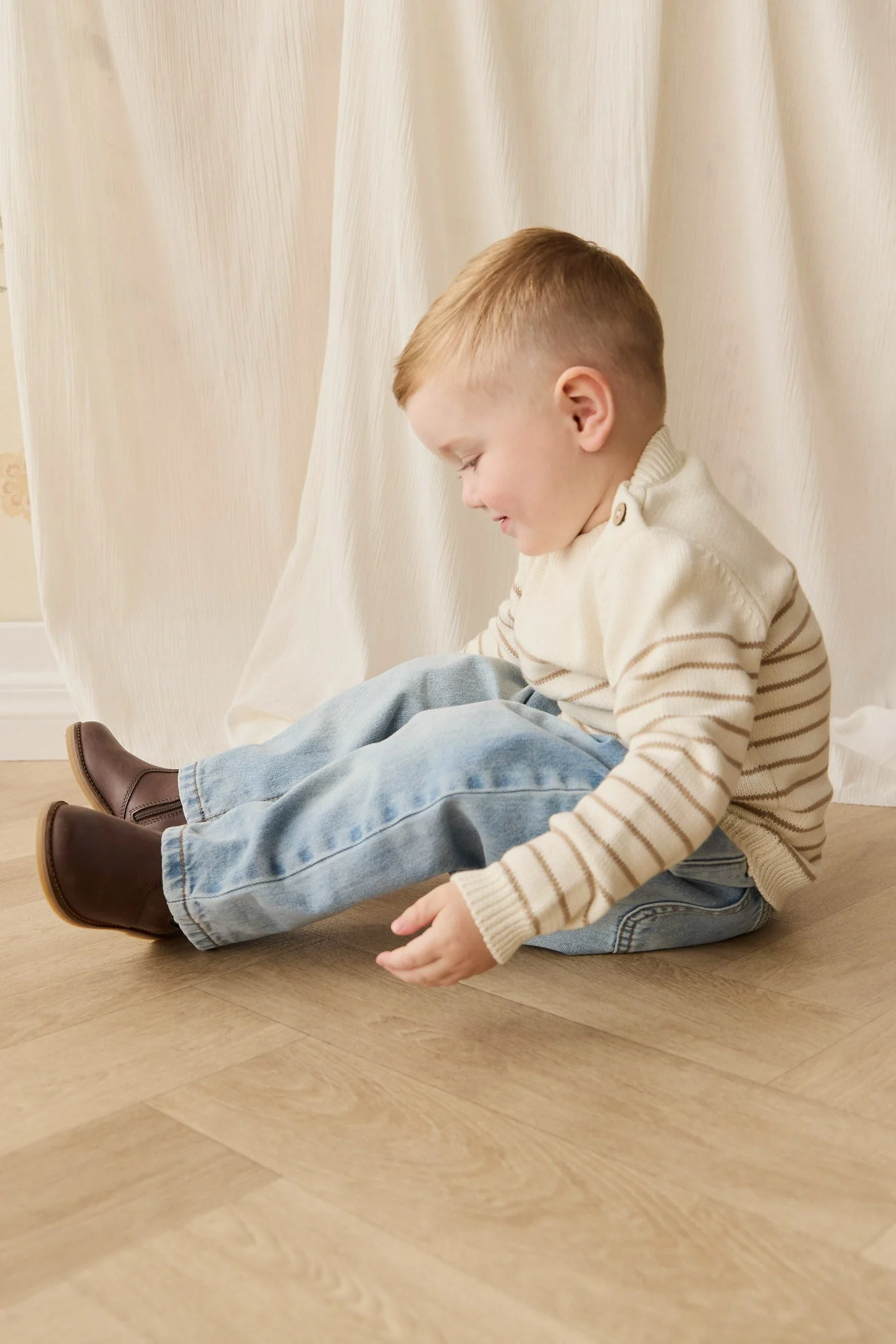 Malcolm Knitted Jumper - Malcolm Stripe Cloud/Brioche - Image 4