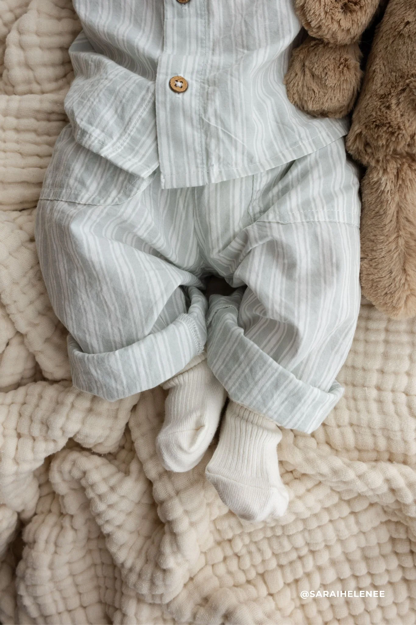 Organic Cotton Albie Pant - Variegated Stripe Shoreline - Image 3