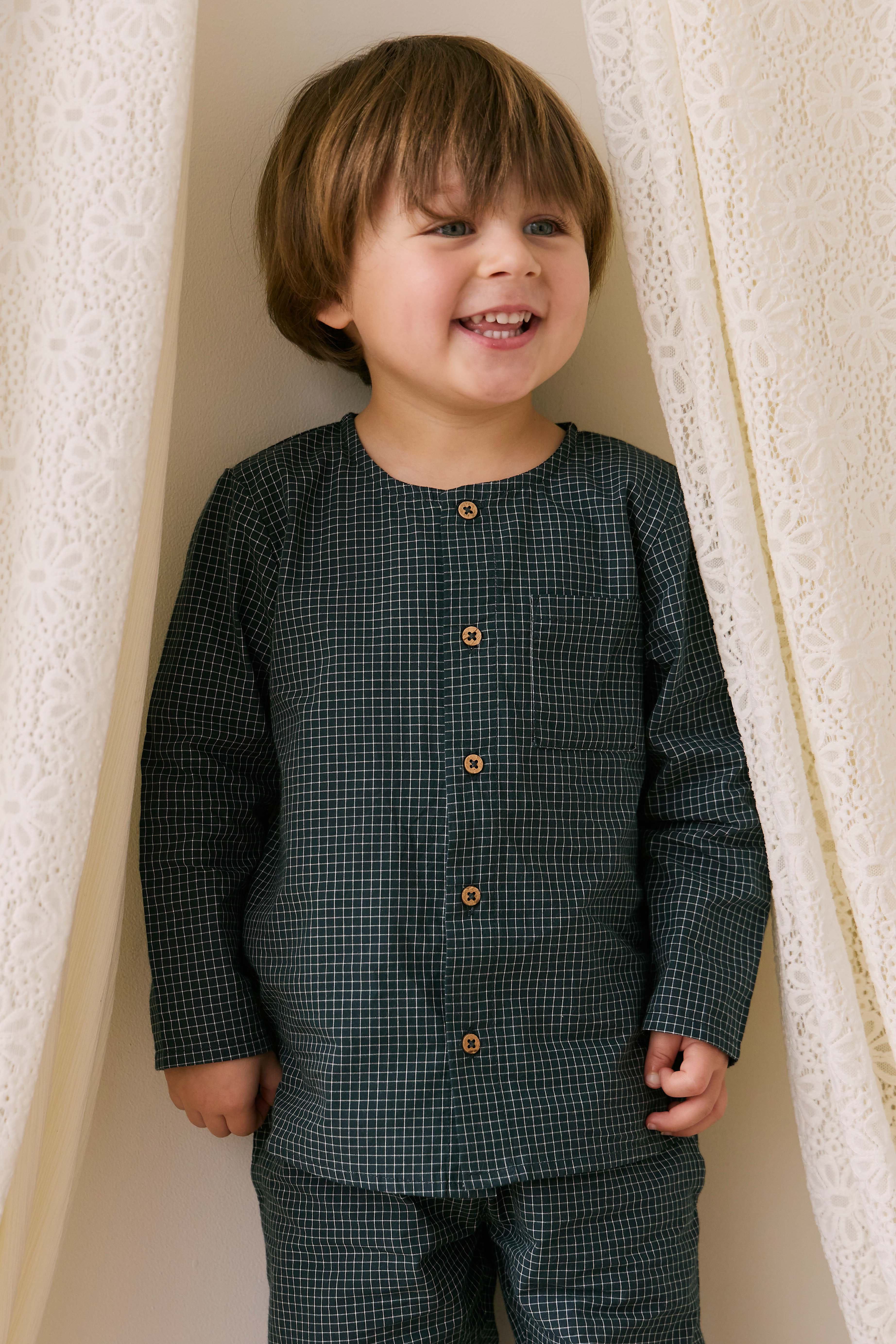 Organic Cotton Albie Top - Forest Grid - Image 3