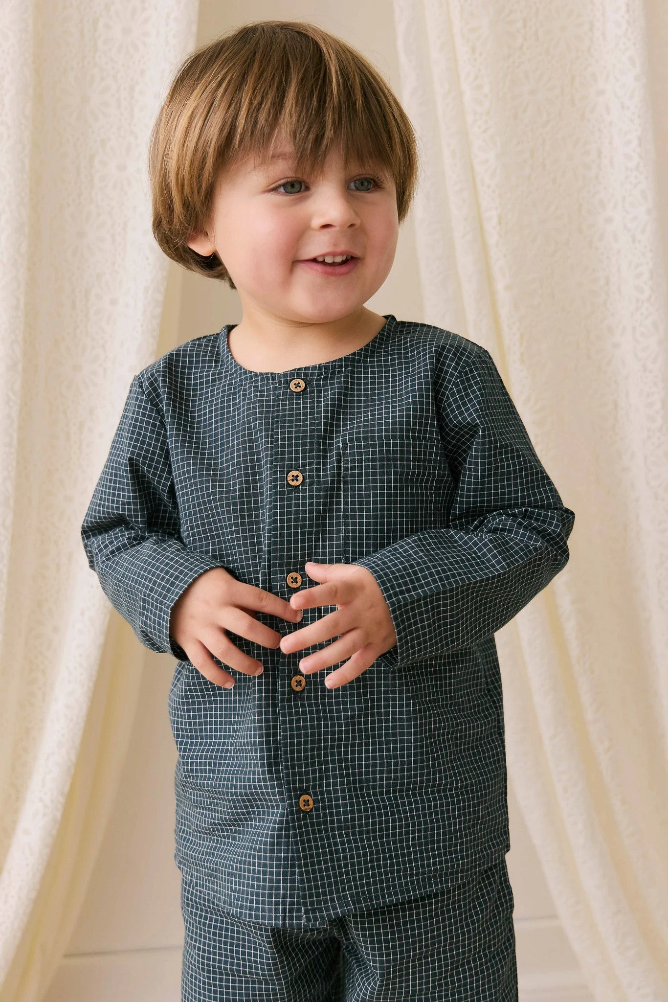 Organic Cotton Albie Top - Forest Grid - Image 4
