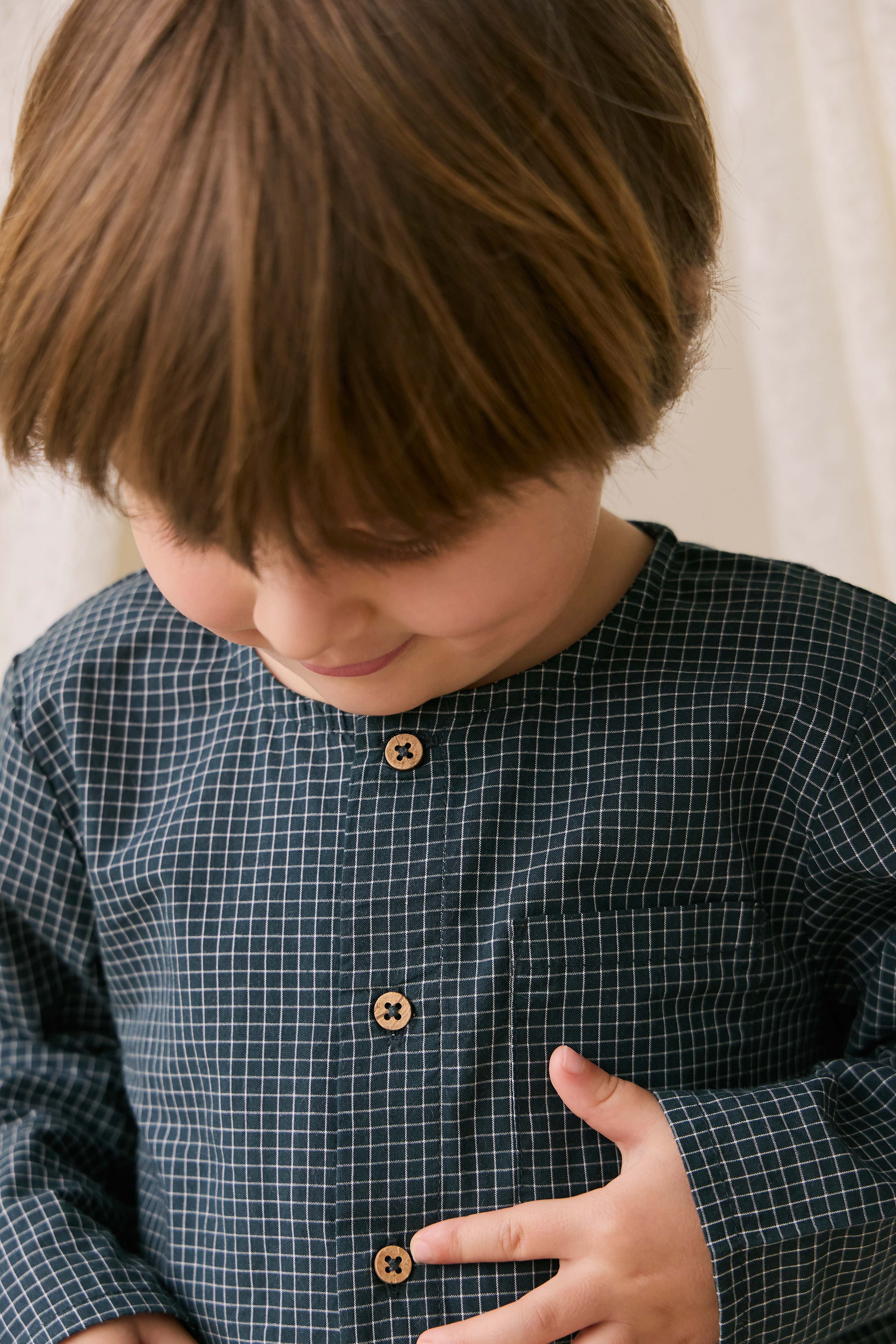 Organic Cotton Albie Top - Forest Grid - Image 5