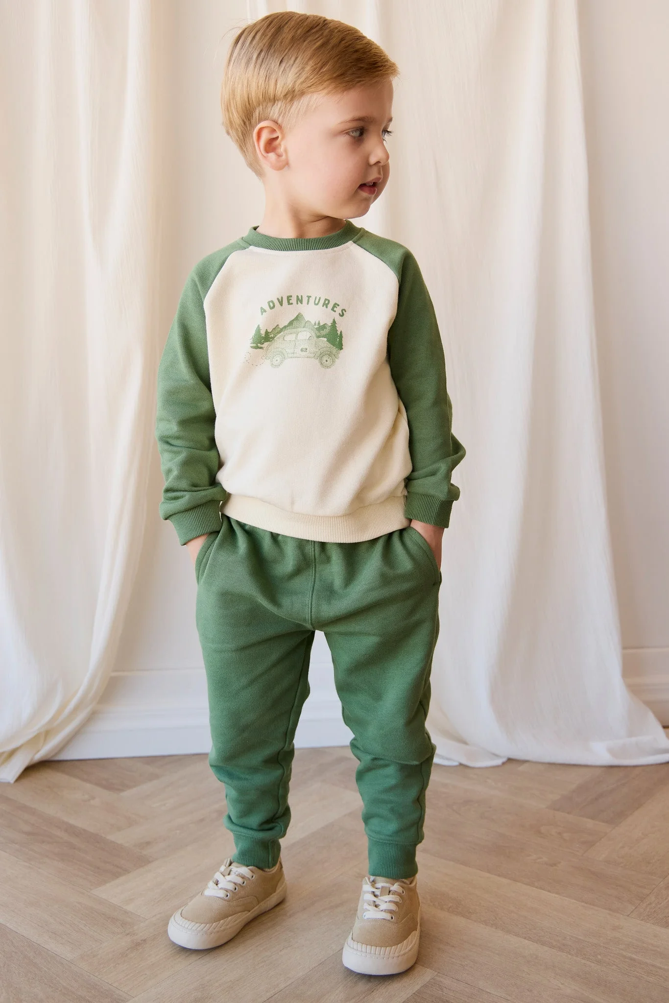 Organic Cotton Alden Sweatshirt - Adventure Buggy Snow Pea - Image 3