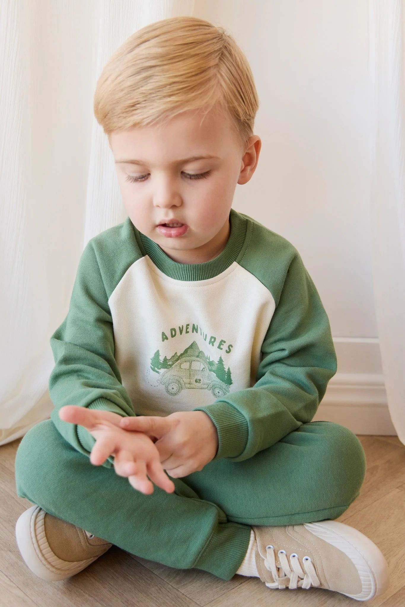Organic Cotton Alden Sweatshirt - Adventure Buggy Snow Pea - Image 4