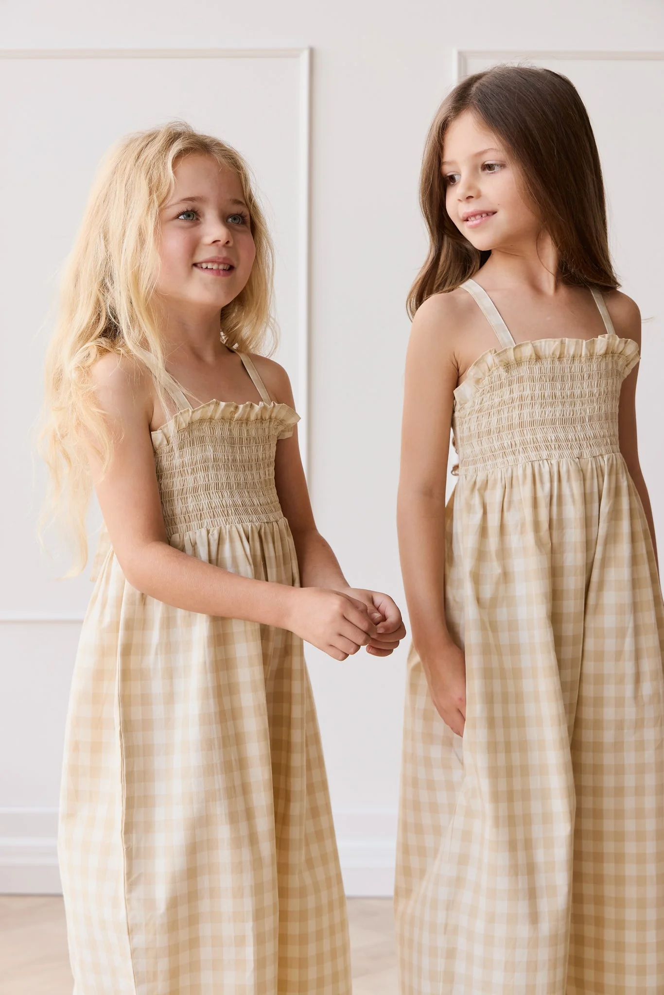 Organic Cotton Arabella Jumpsuit - Gingham Pale Khaki - Image 10