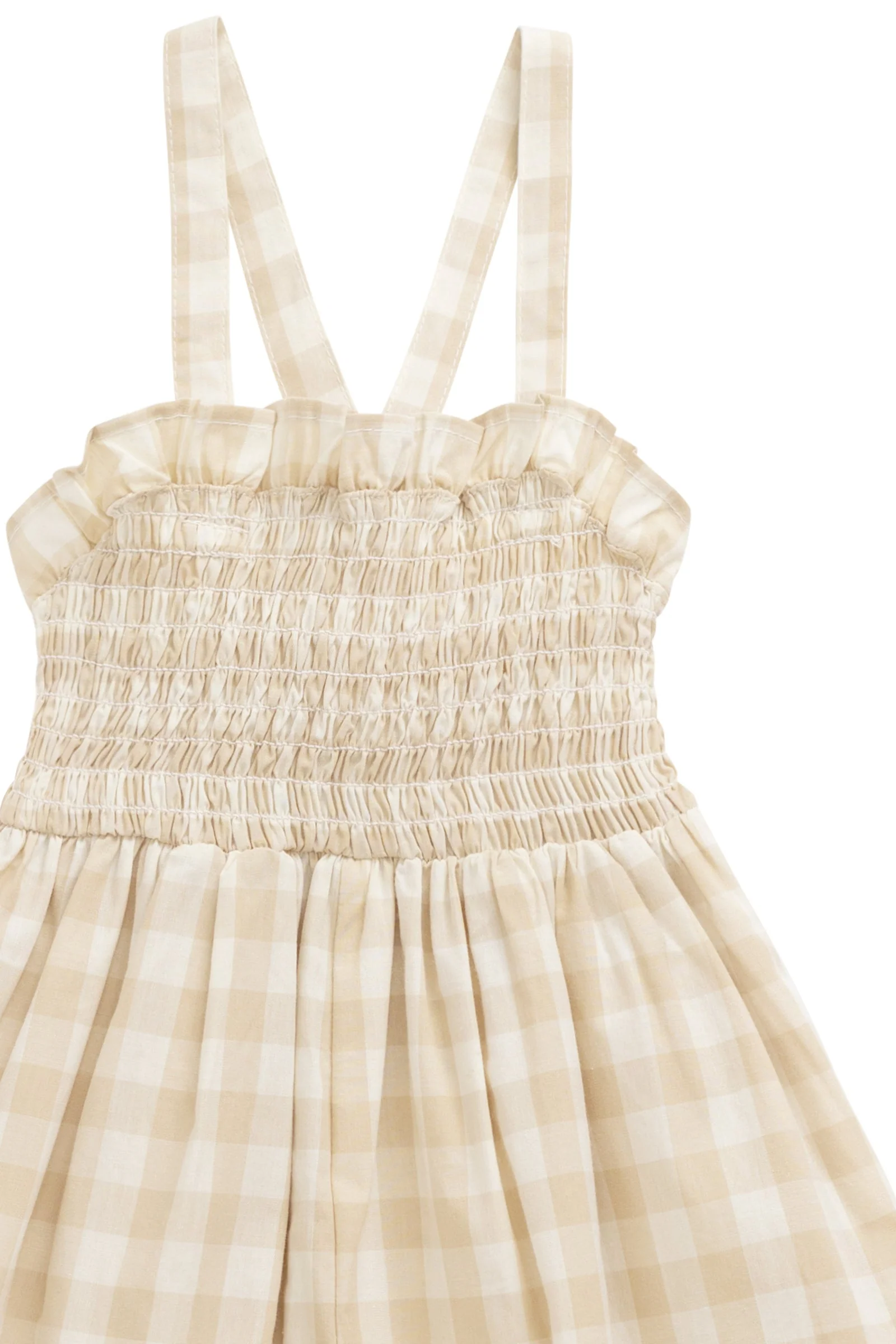 Organic Cotton Arabella Jumpsuit - Gingham Pale Khaki - Image 12