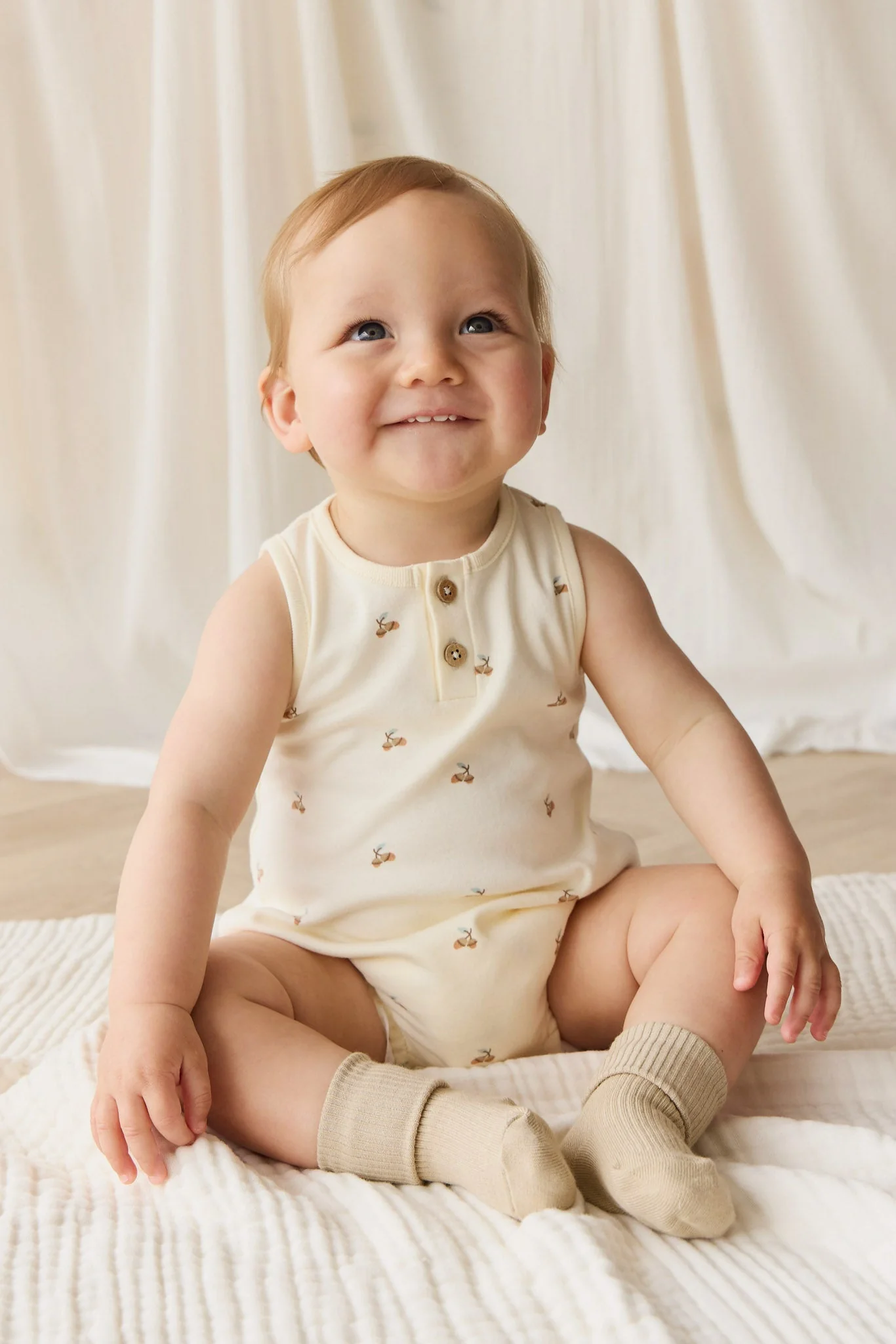 Organic Cotton Archie Playsuit - Forest Night Acorns - Image 3