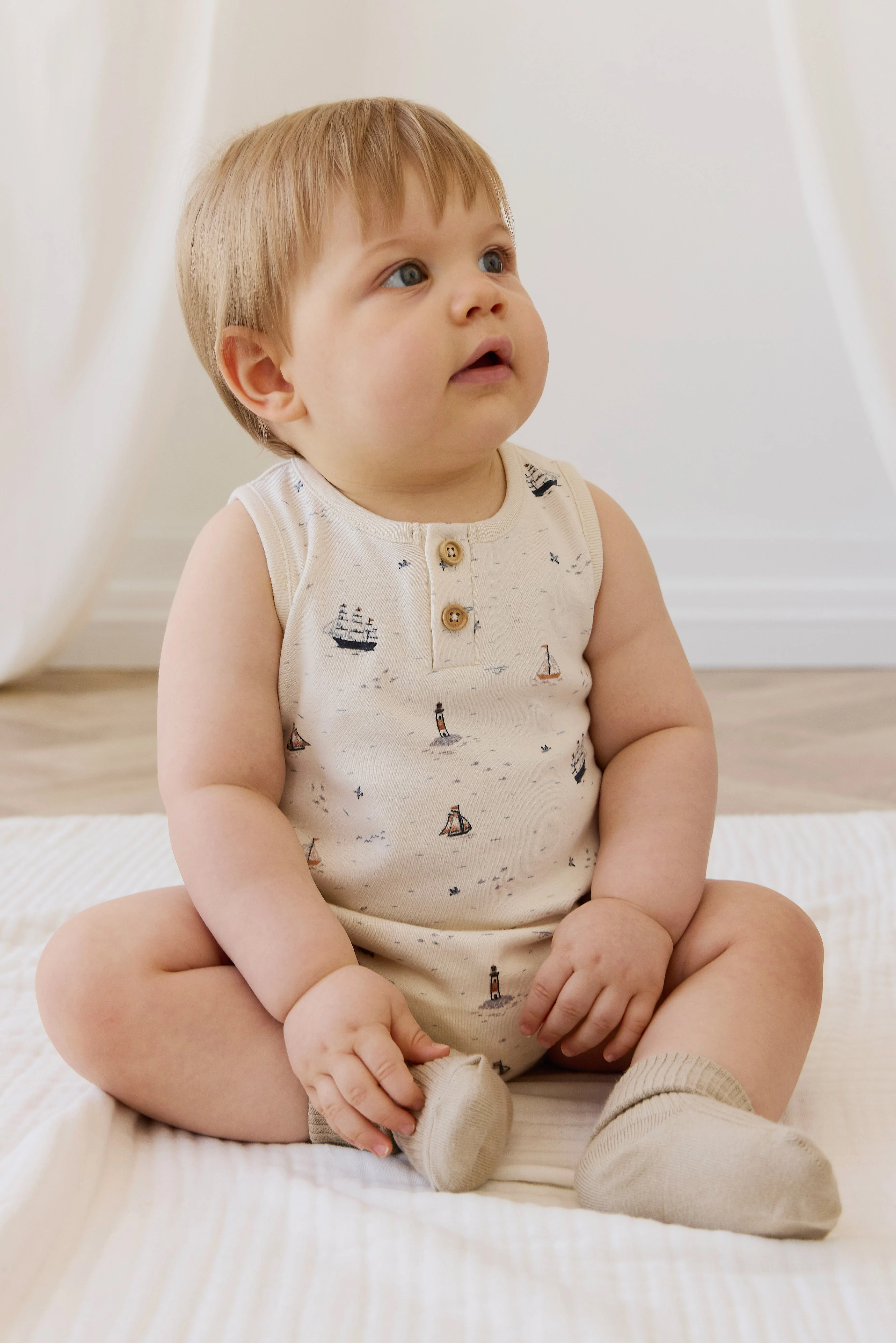 Organic Cotton Archie Playsuit-Sailing Day - Image 3