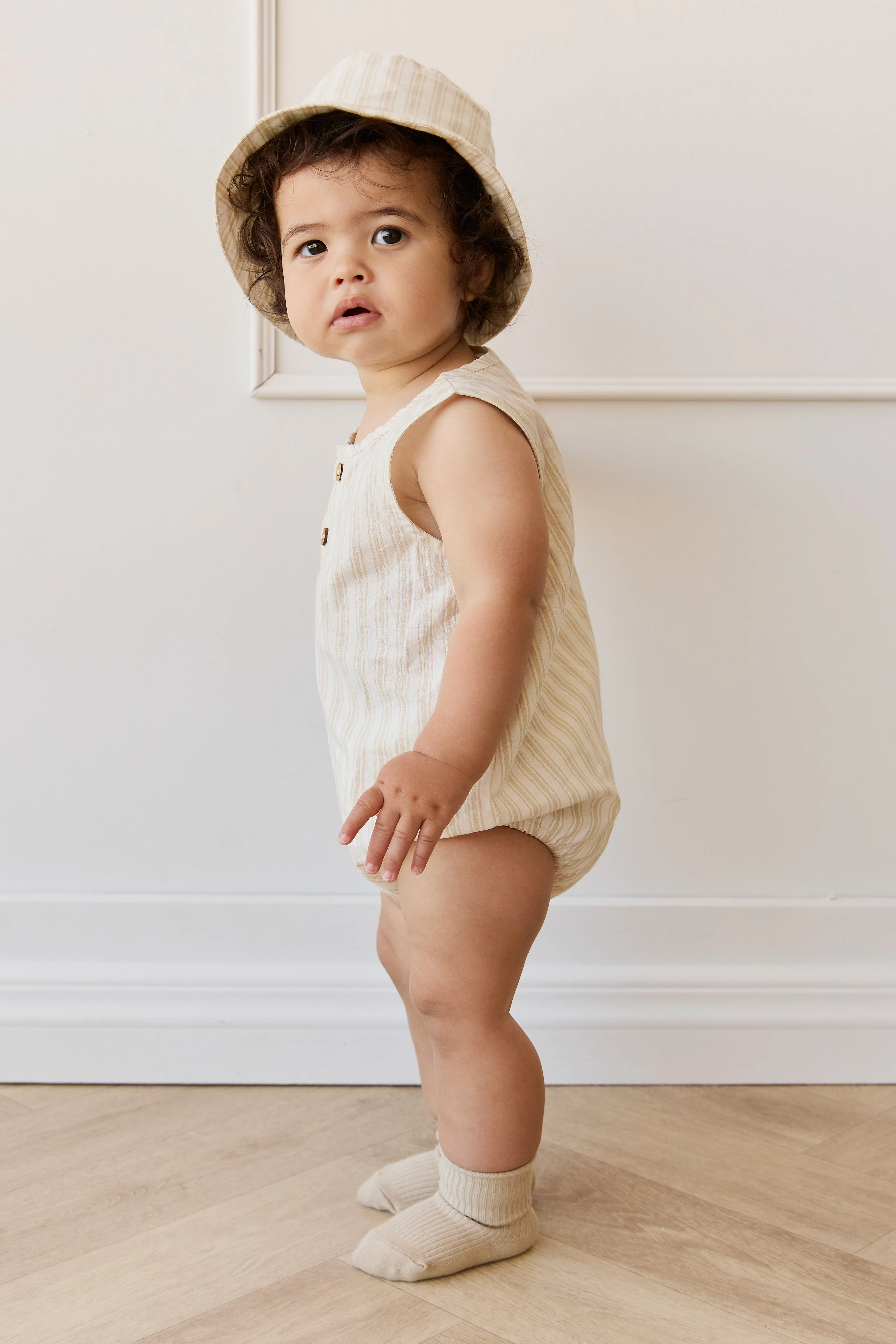 Organic Cotton Archie Playsuit - Variegated Stripe Foam - Image 4