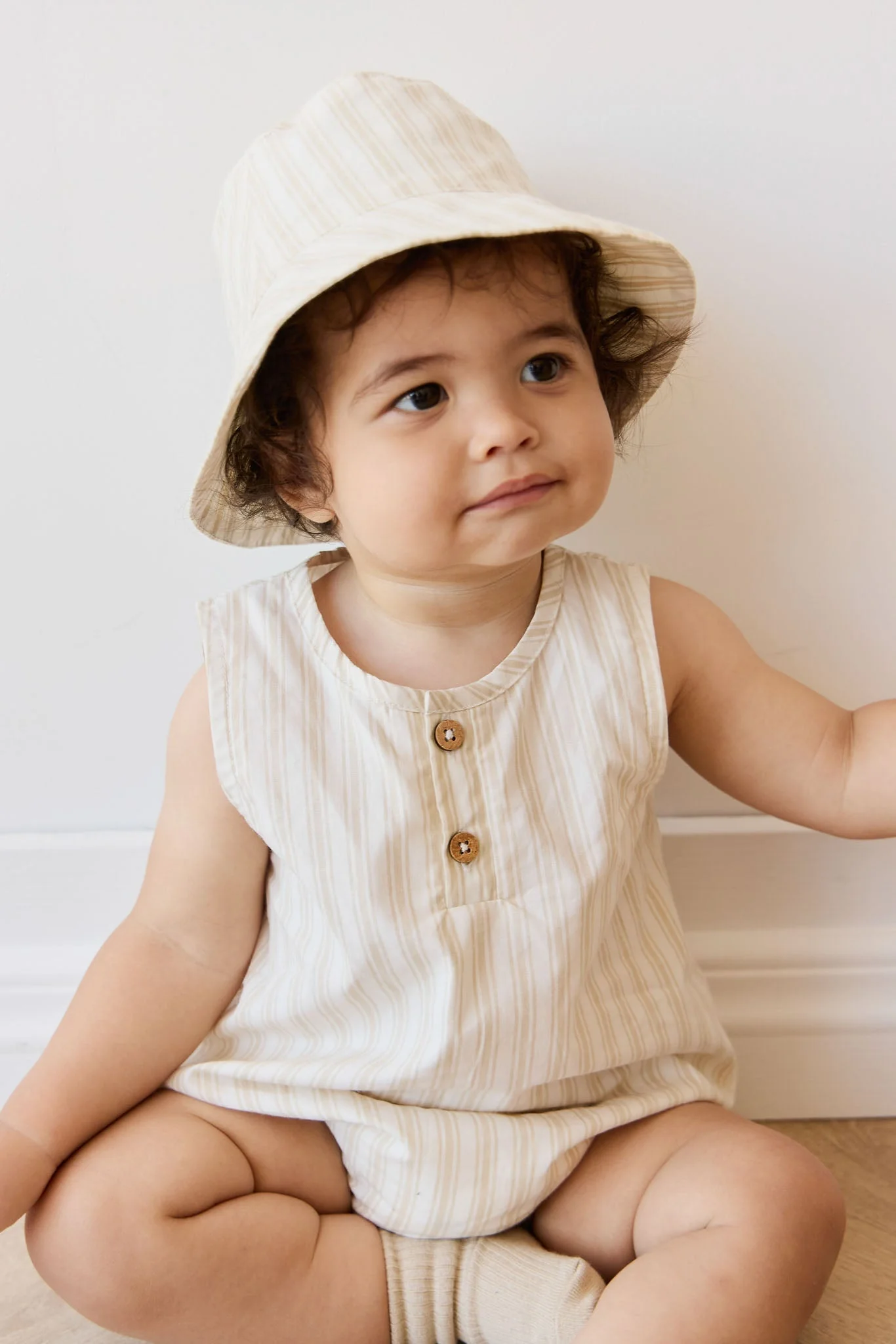 Organic Cotton Archie Playsuit - Variegated Stripe Foam - Image 5