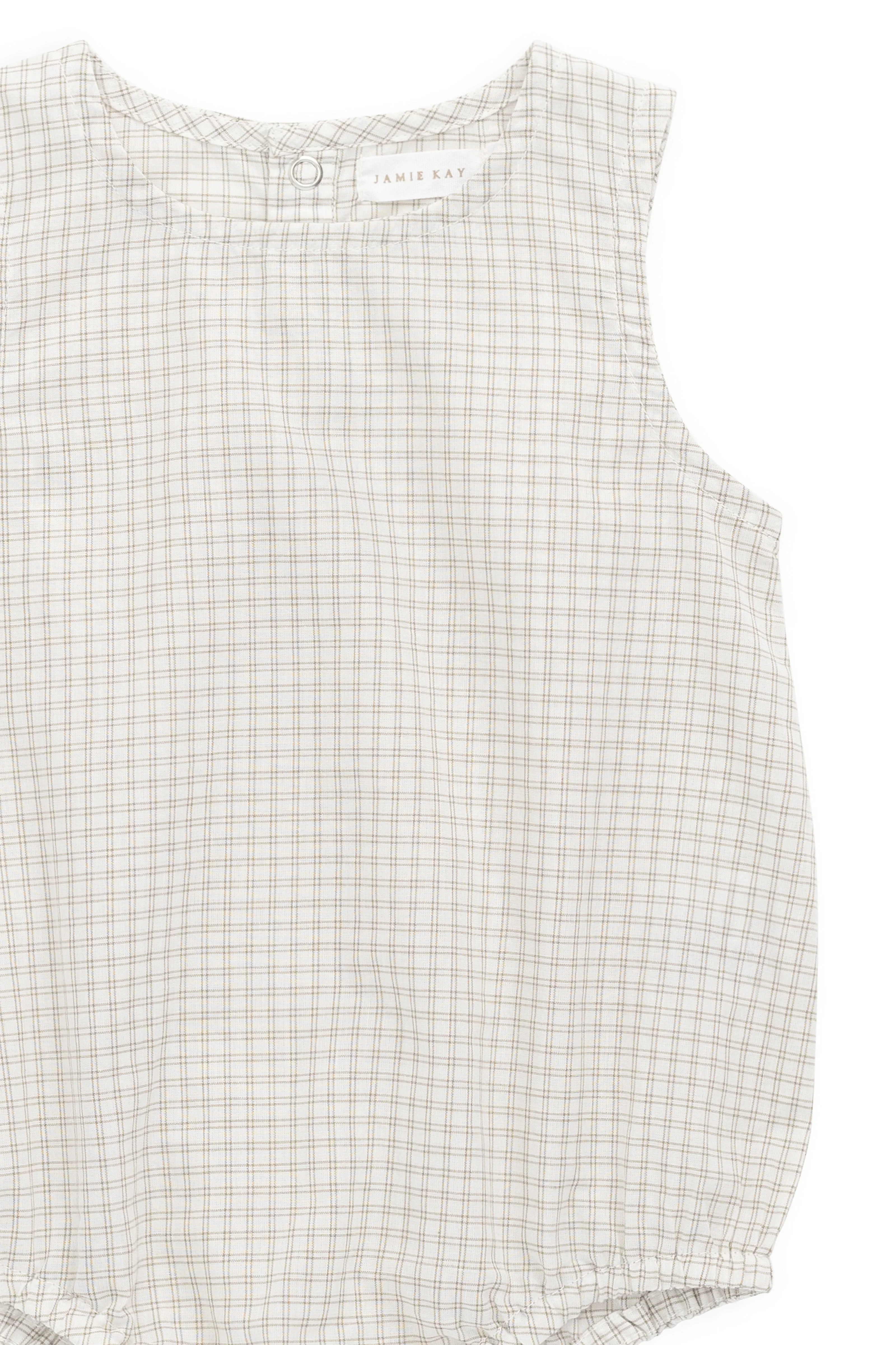 Organic Cotton Bentley Playsuit-Double Windowpane Check Pecan - Image 5