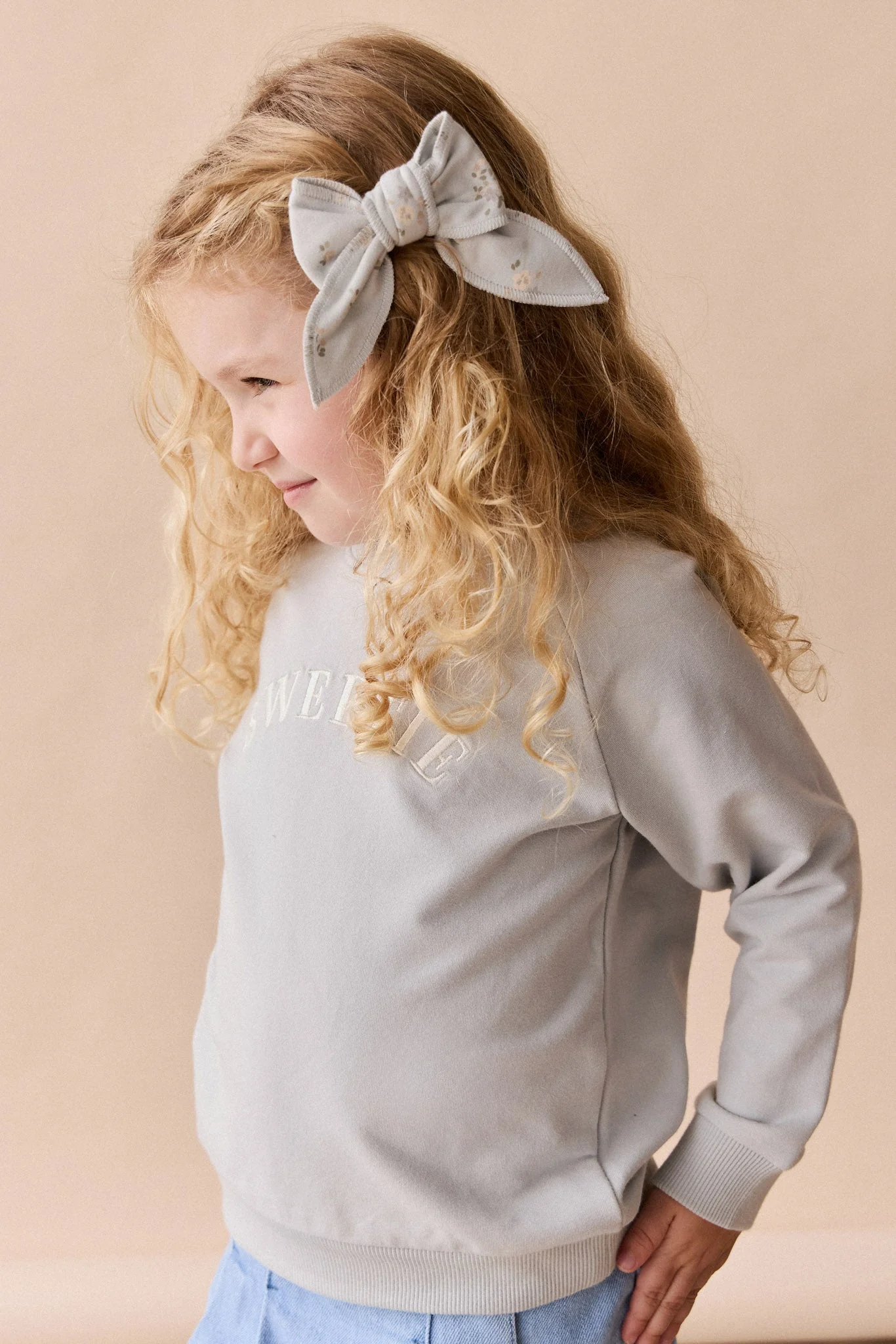 Organic Cotton Bow - Petite Fleur Blue - Image 3
