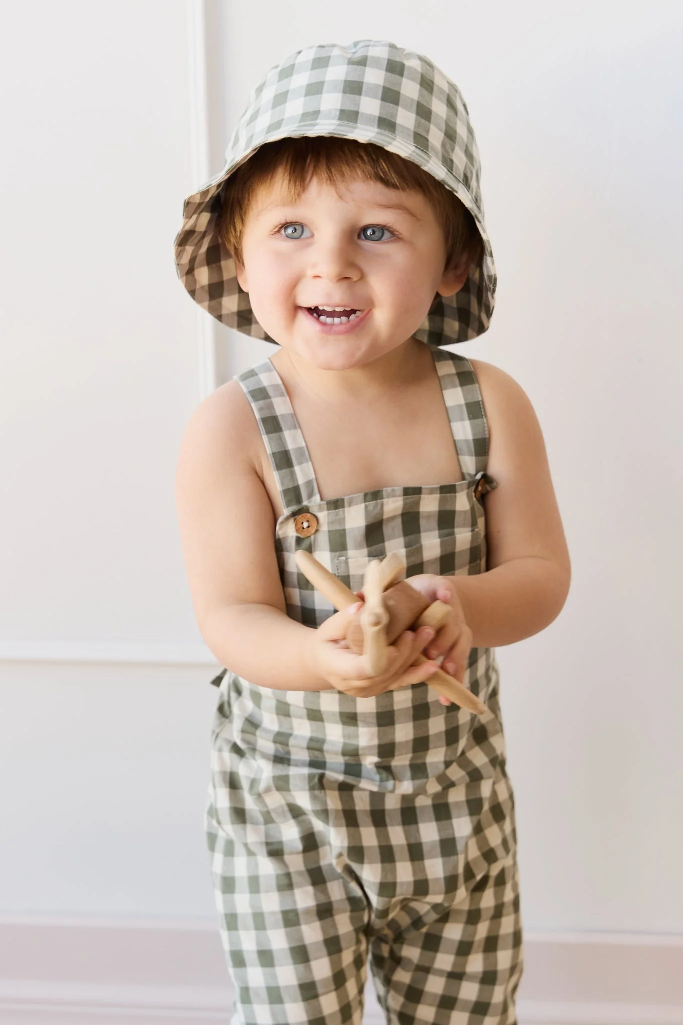 Organic Cotton Bucket Hat - Gingham Grape Leaf - Image 4
