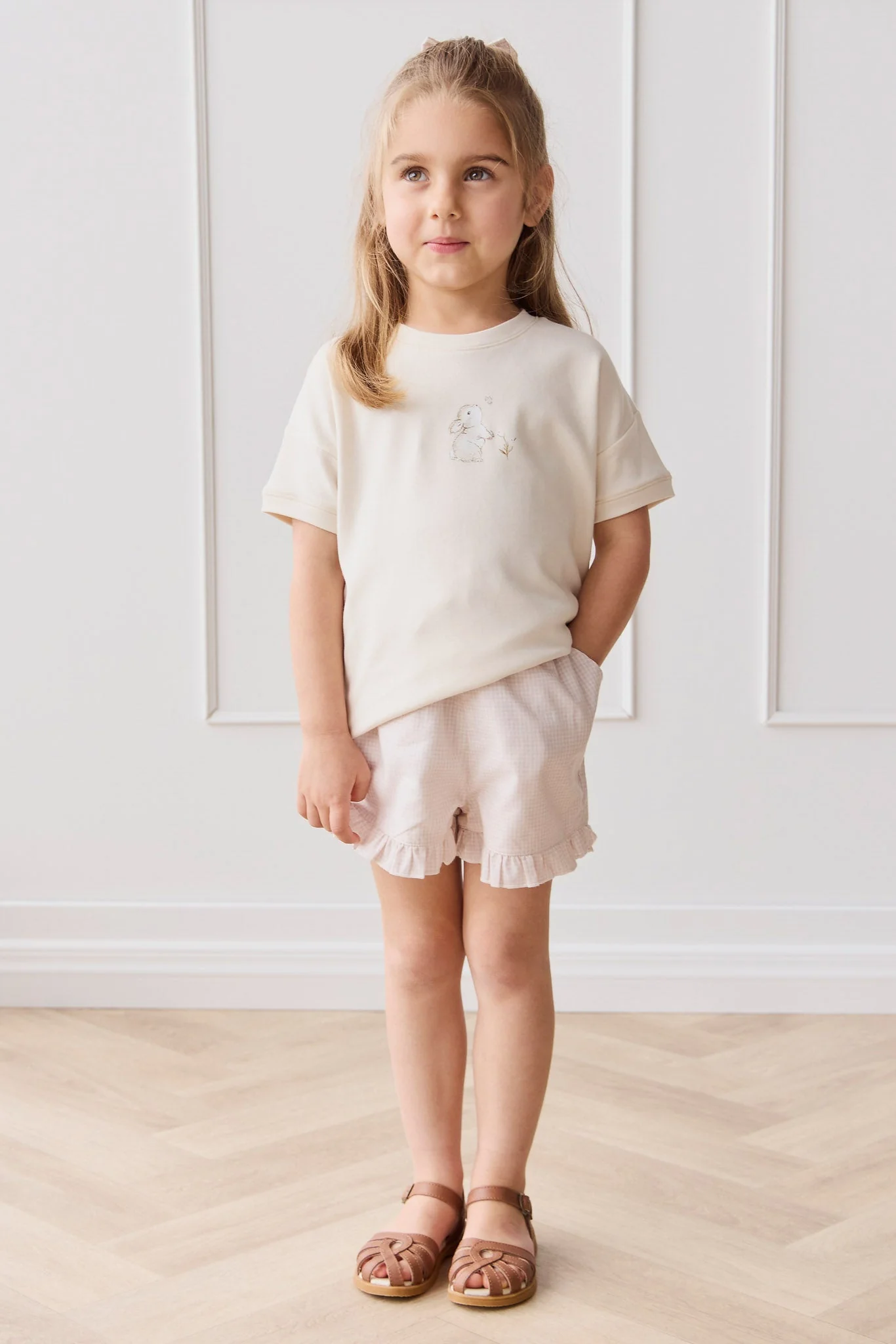 Organic Cotton Celine Short - Mini Woven Gingham Violet - Image 2