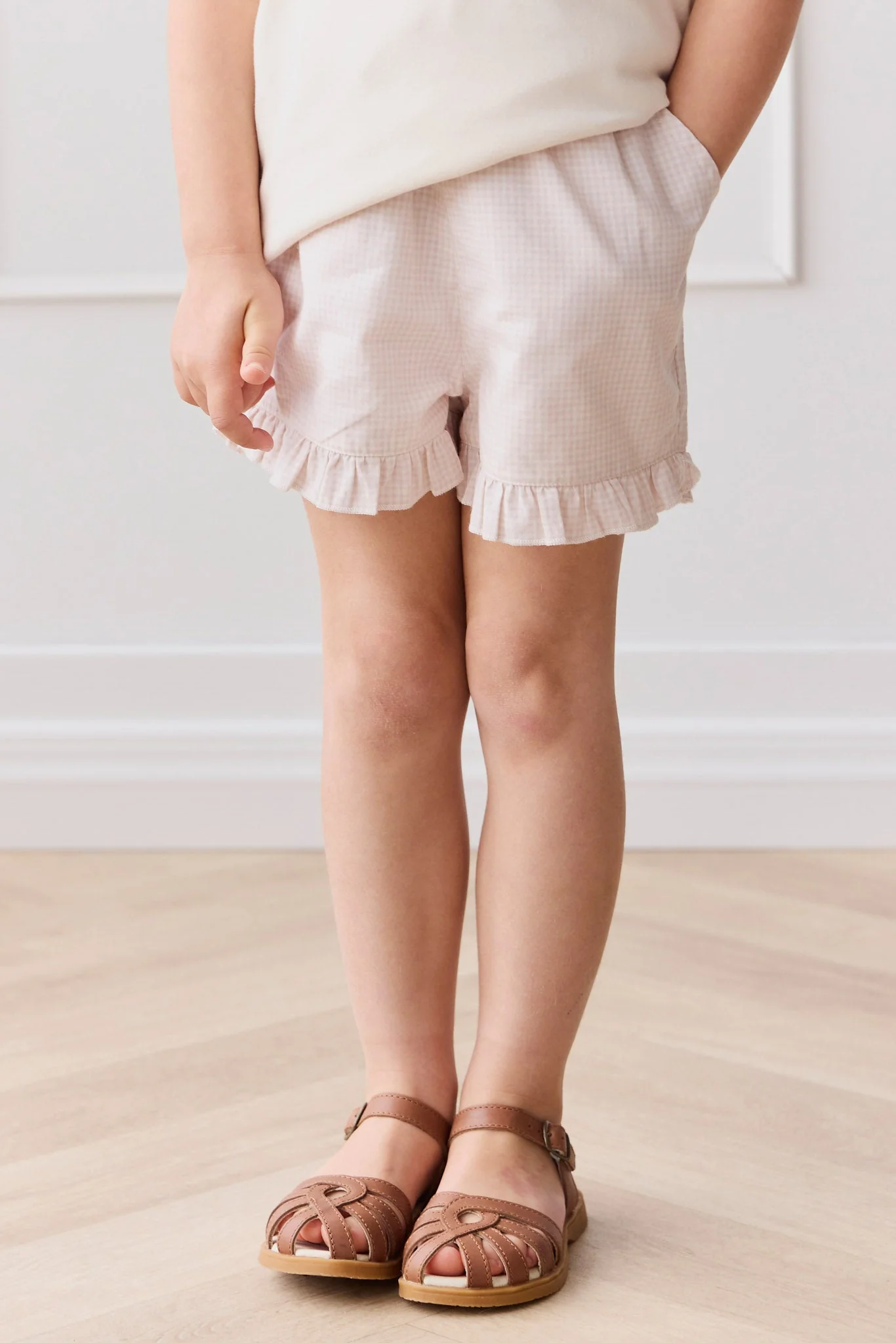 Organic Cotton Celine Short - Mini Woven Gingham Violet - Image 5