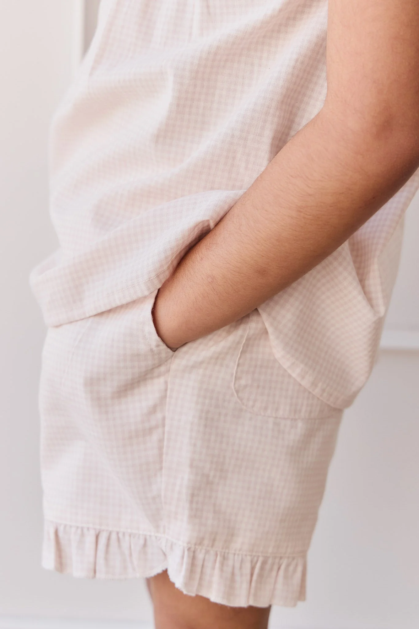 Organic Cotton Celine Short - Mini Woven Gingham Violet - Image 7