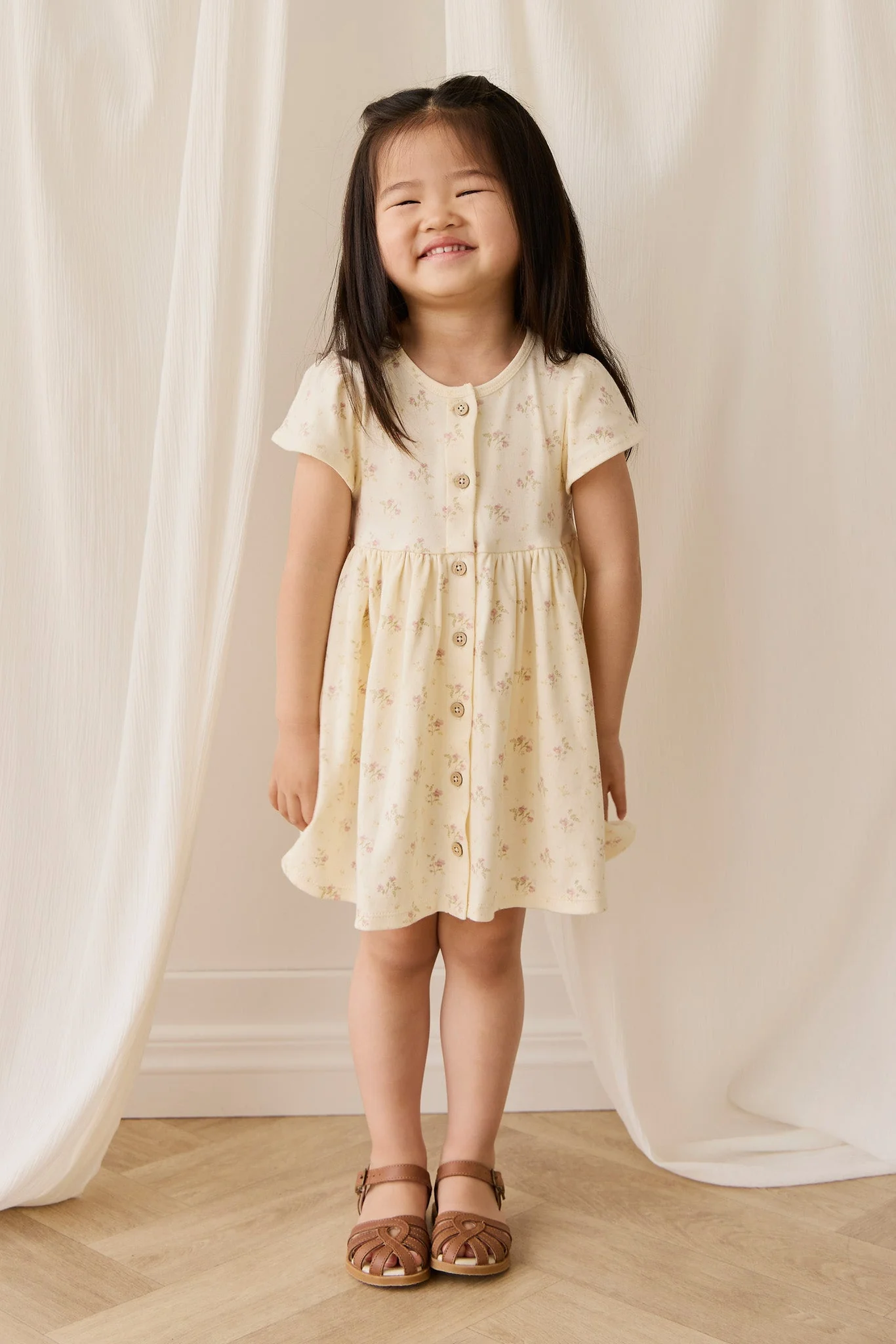 Organic Cotton Dahlia Dress - Thelma Parchment - Image 3
