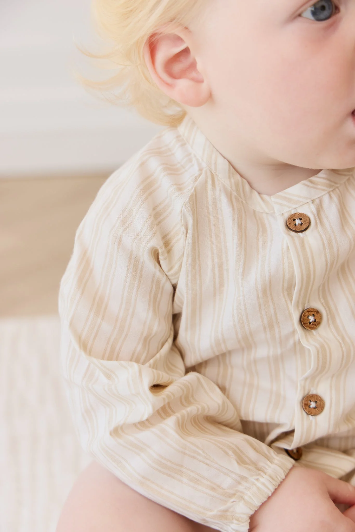 Organic Cotton Ellis Playsuit - Variegated Stripe Foam - Image 6