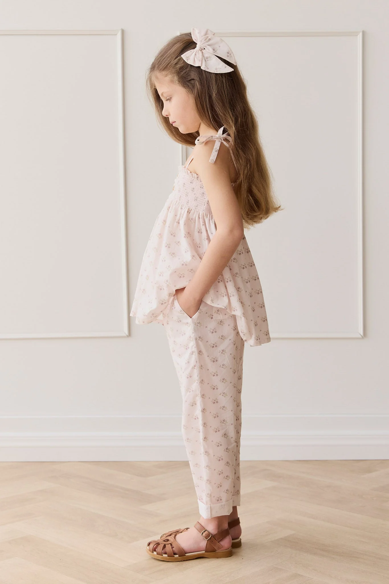 Organic Cotton Elodie Pant - Rose Floral Pink - Image 3