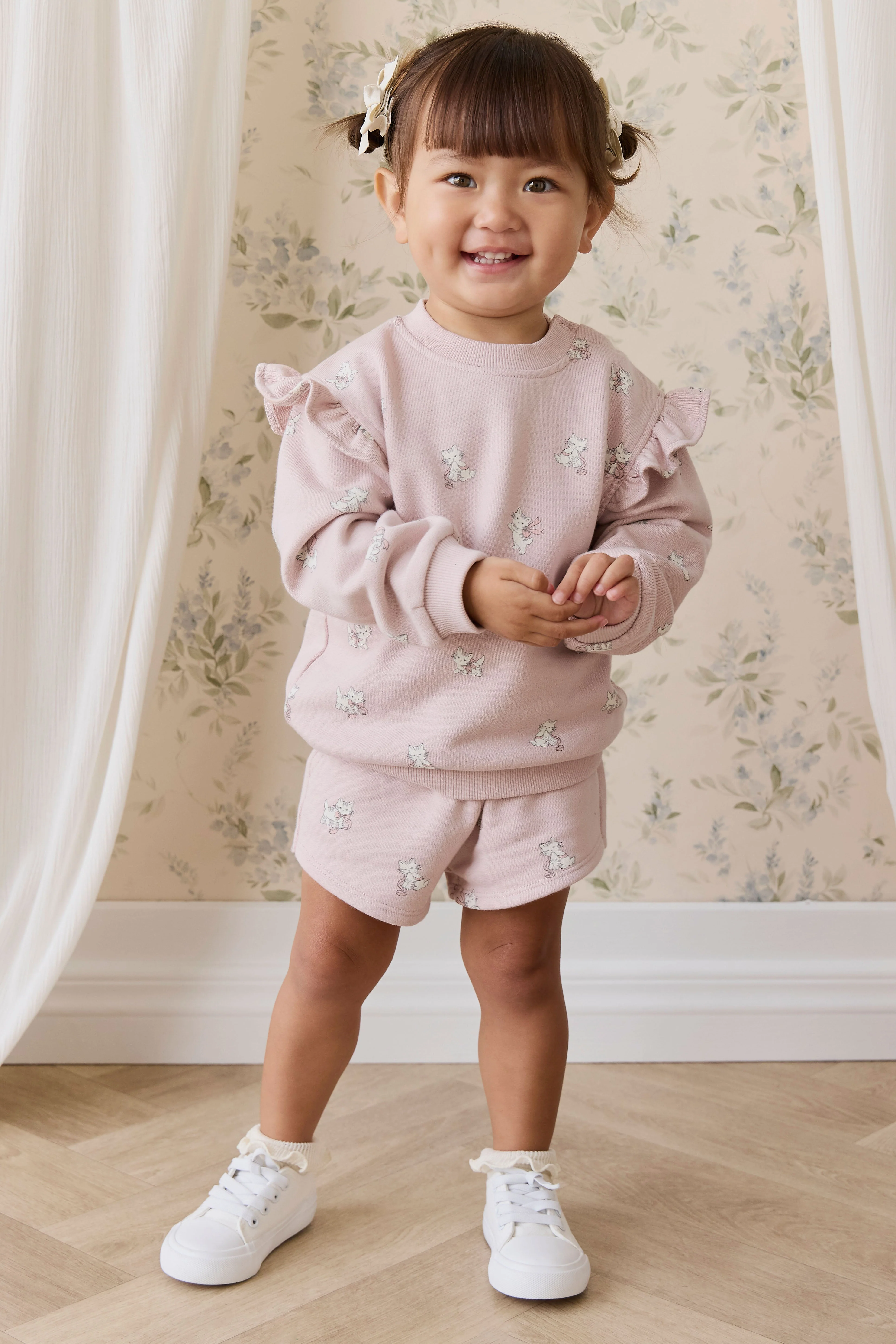 Organic Cotton Etta Short-Bow Kitties Mauve - Image 3