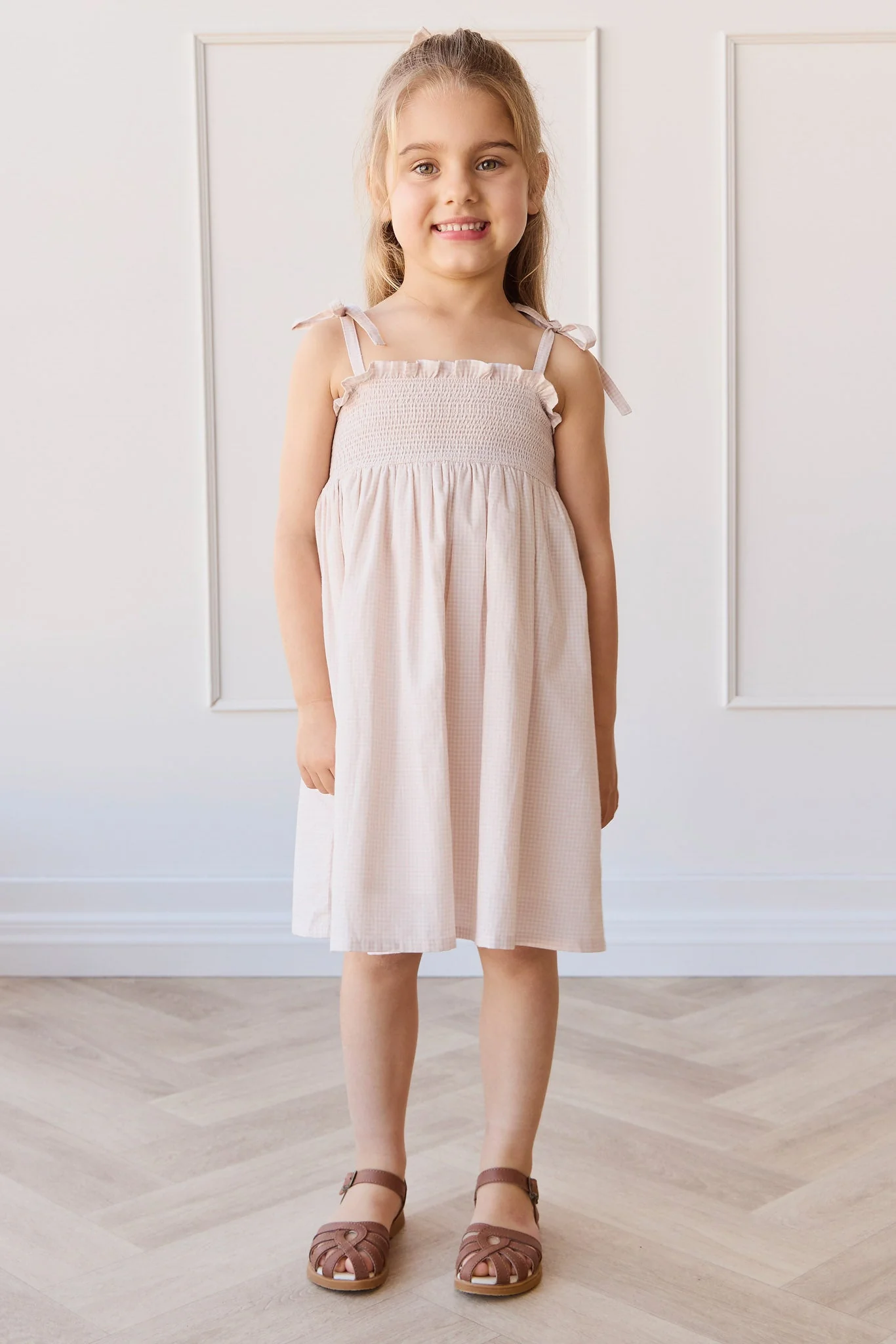 Organic Cotton Eveleigh Dress - Mini Woven Gingham Violet - Image 2