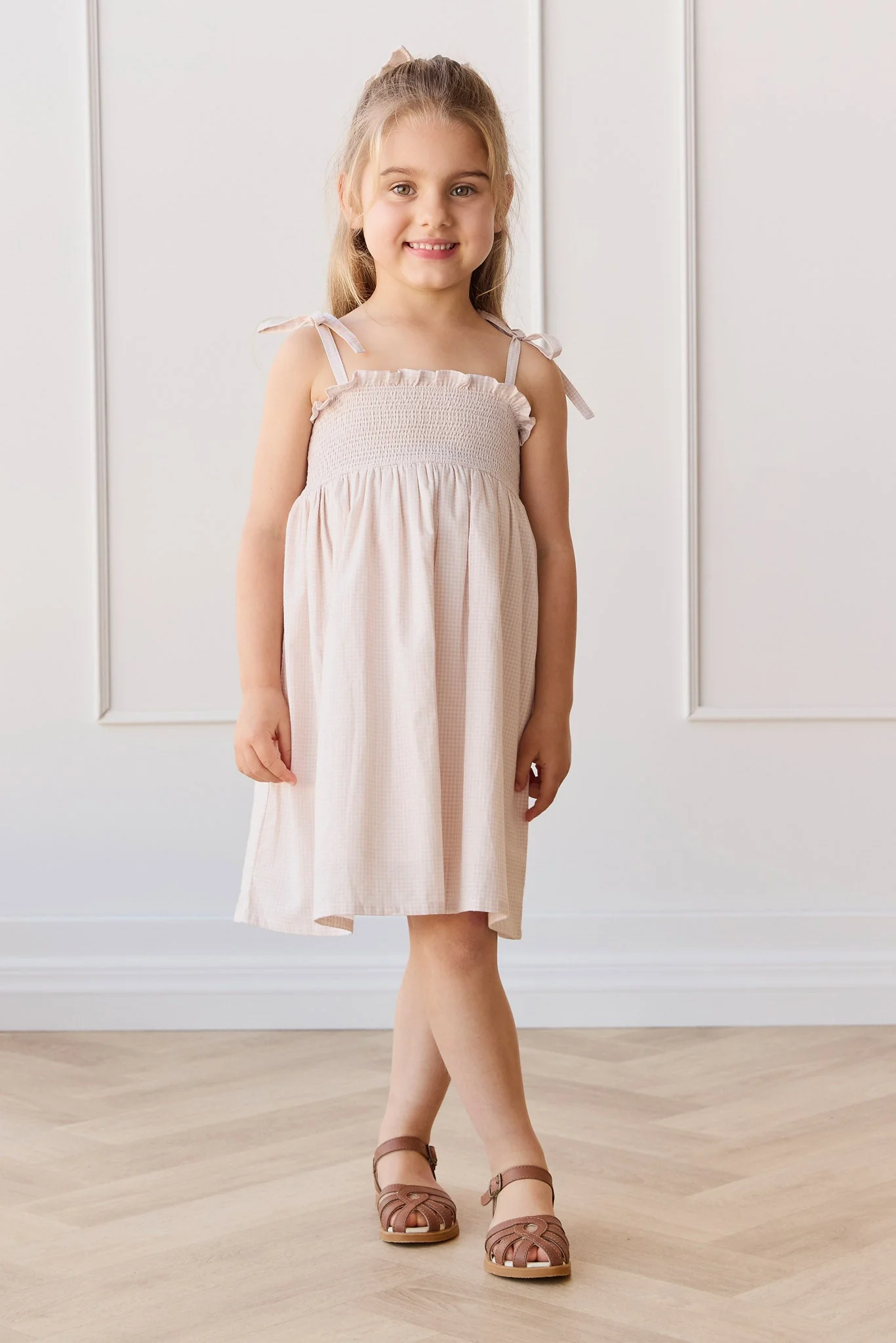 Organic Cotton Eveleigh Dress - Mini Woven Gingham Violet - Image 4