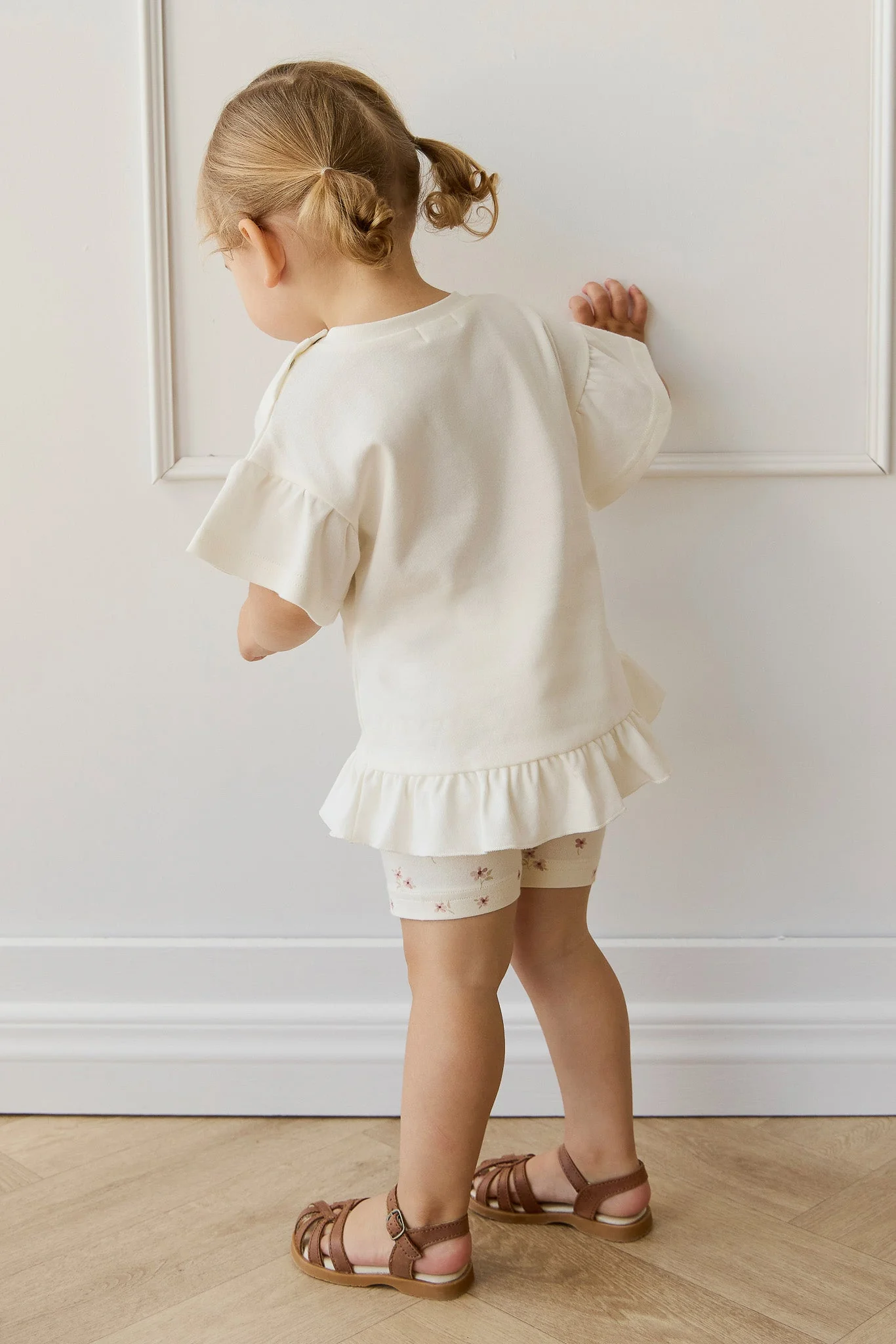 Organic Cotton Everyday Bike Short - Simple Flowers Egret - Image 3